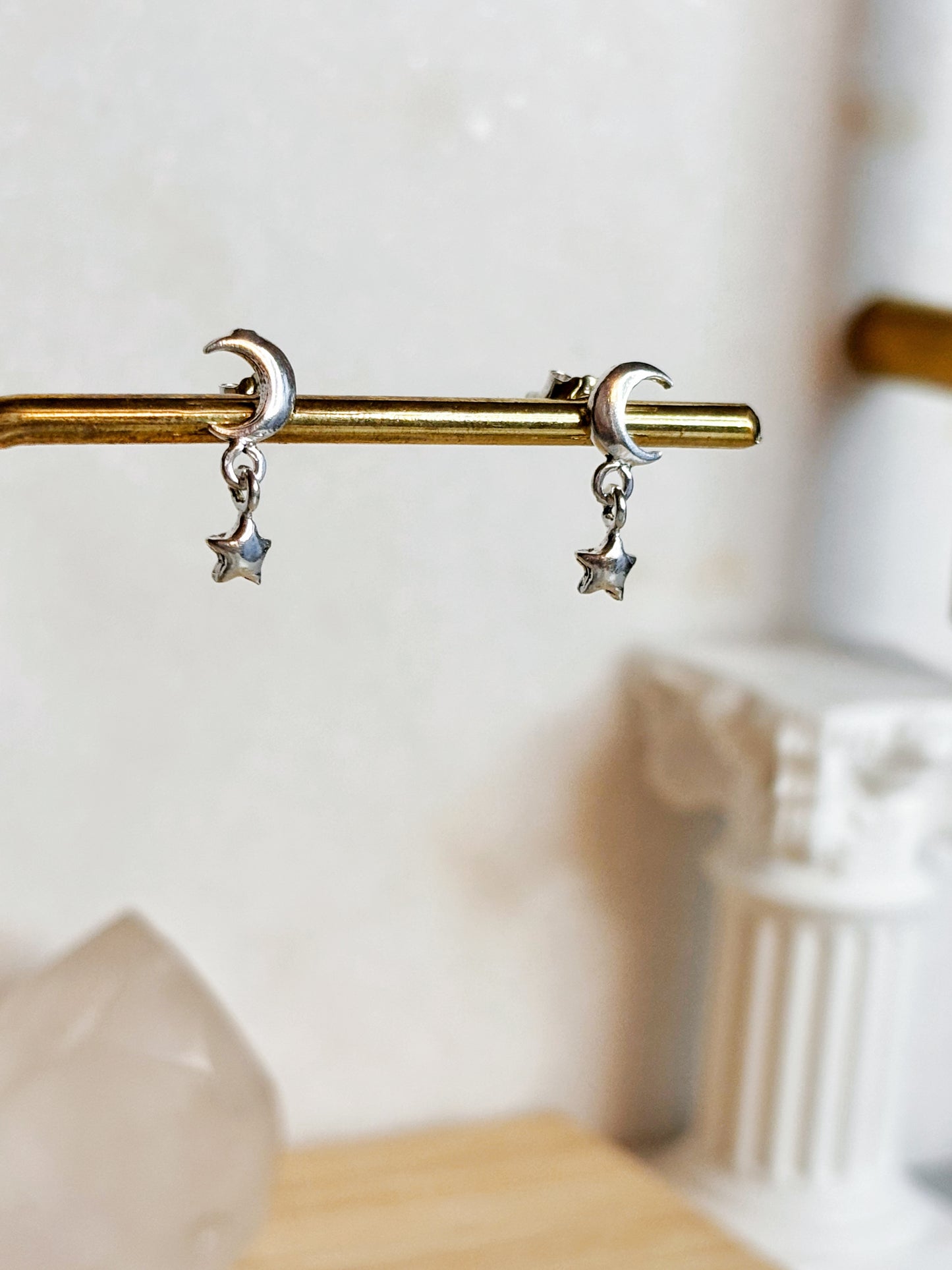 Aros luna con estrella colgante