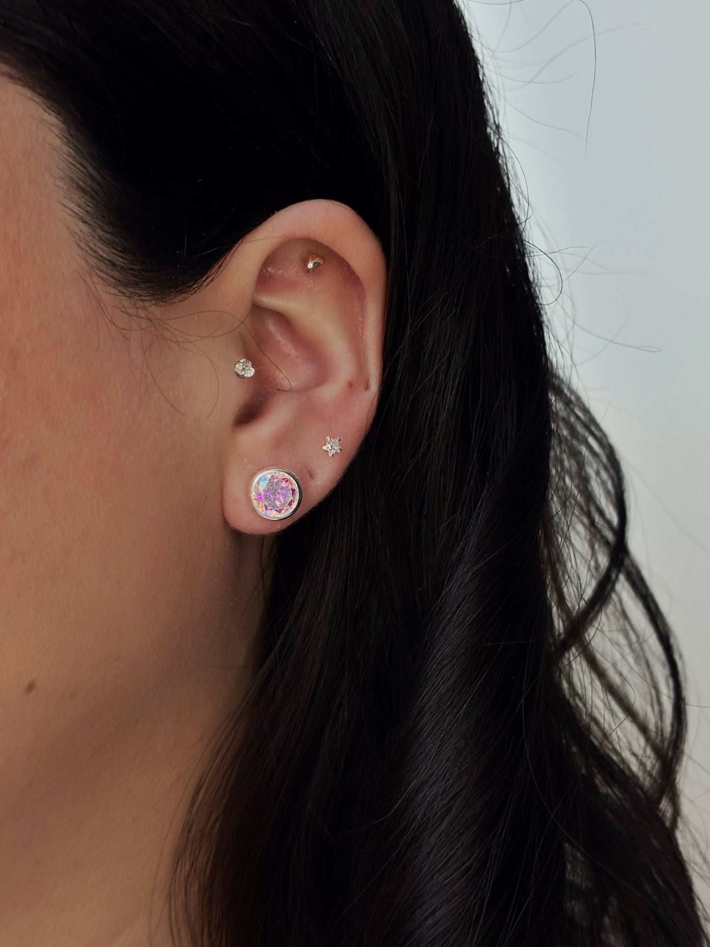 Aros circón tornasol