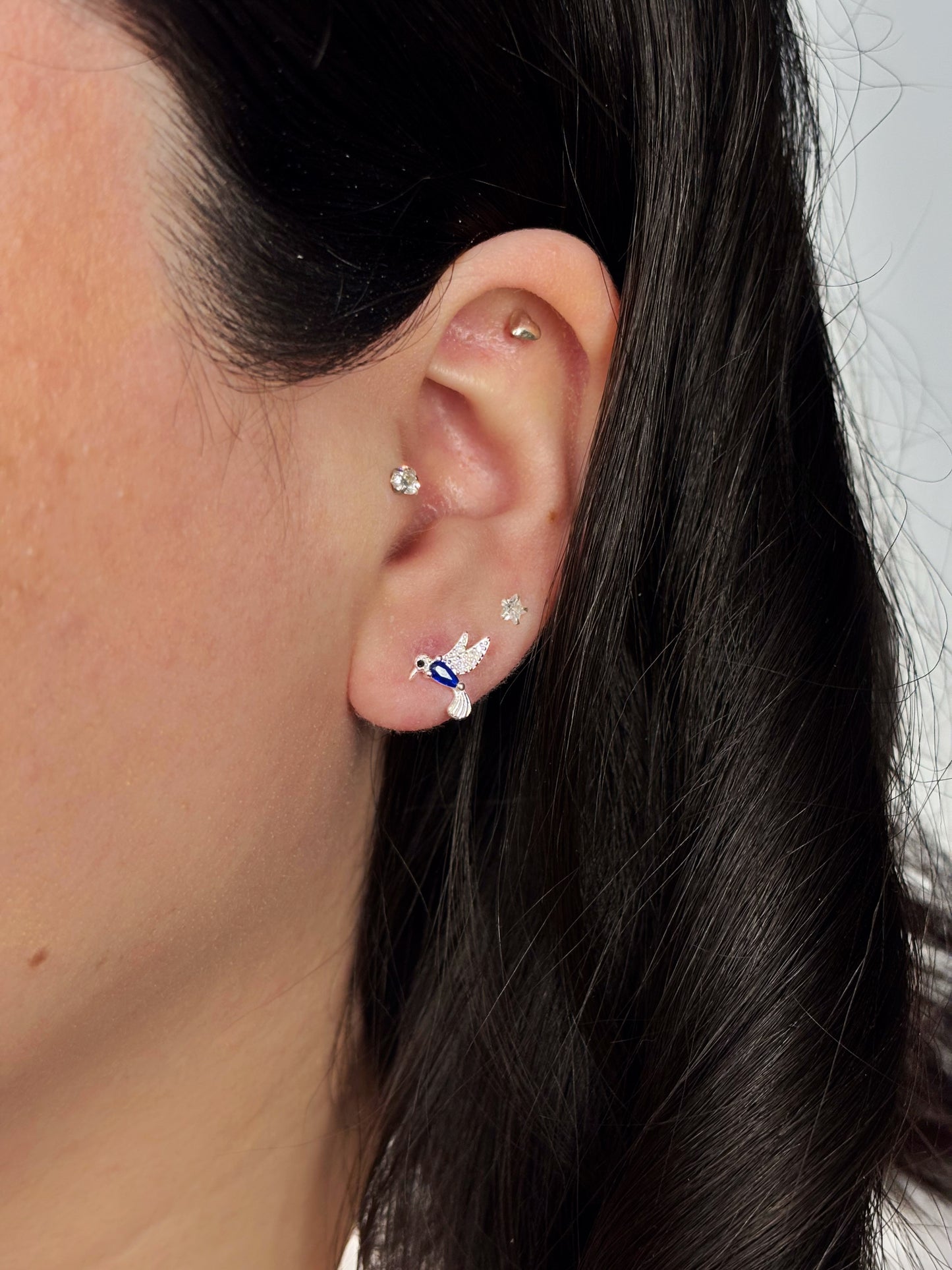 Aros colibrí circón azul