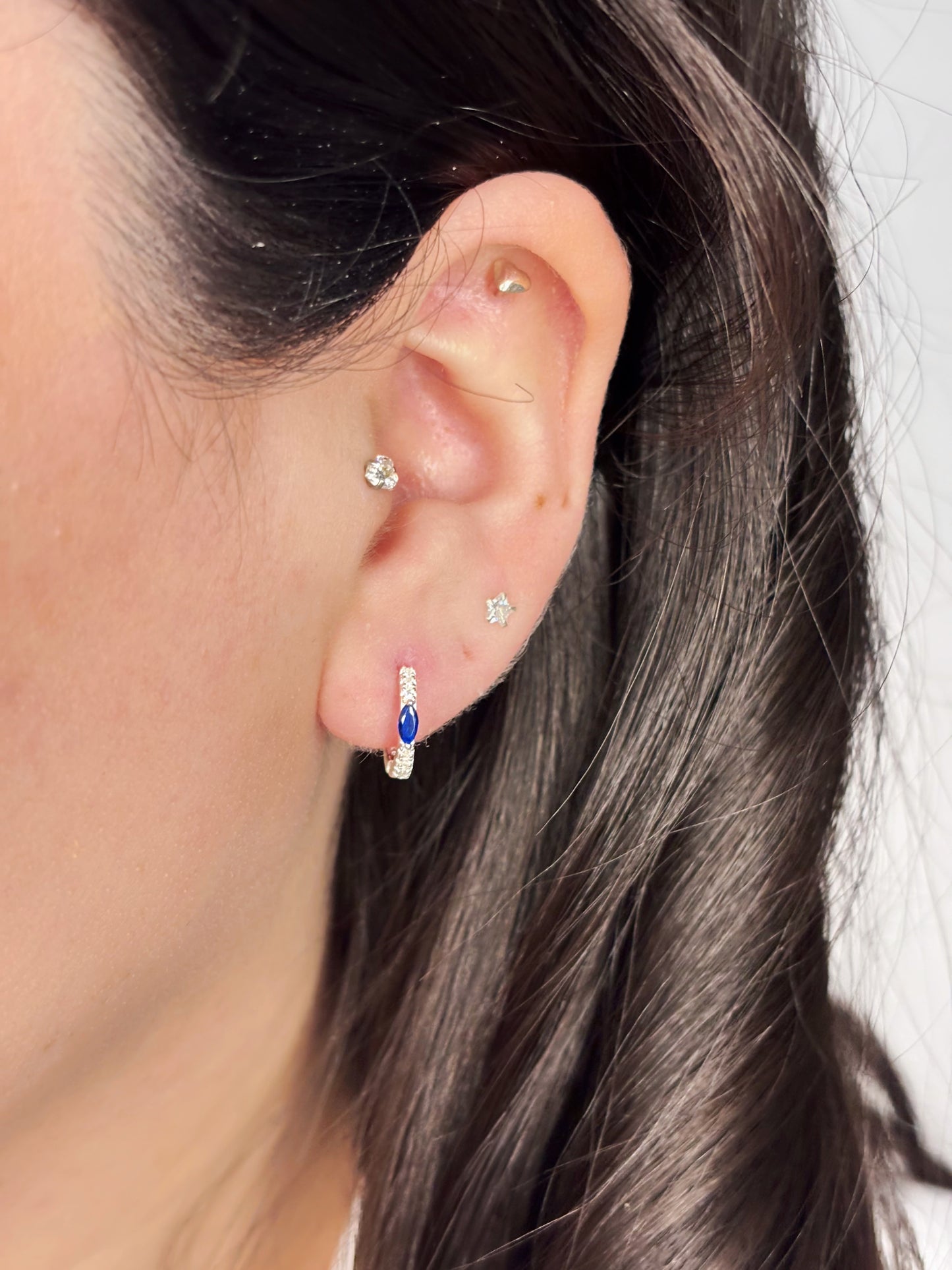 Aros argolla circón azul