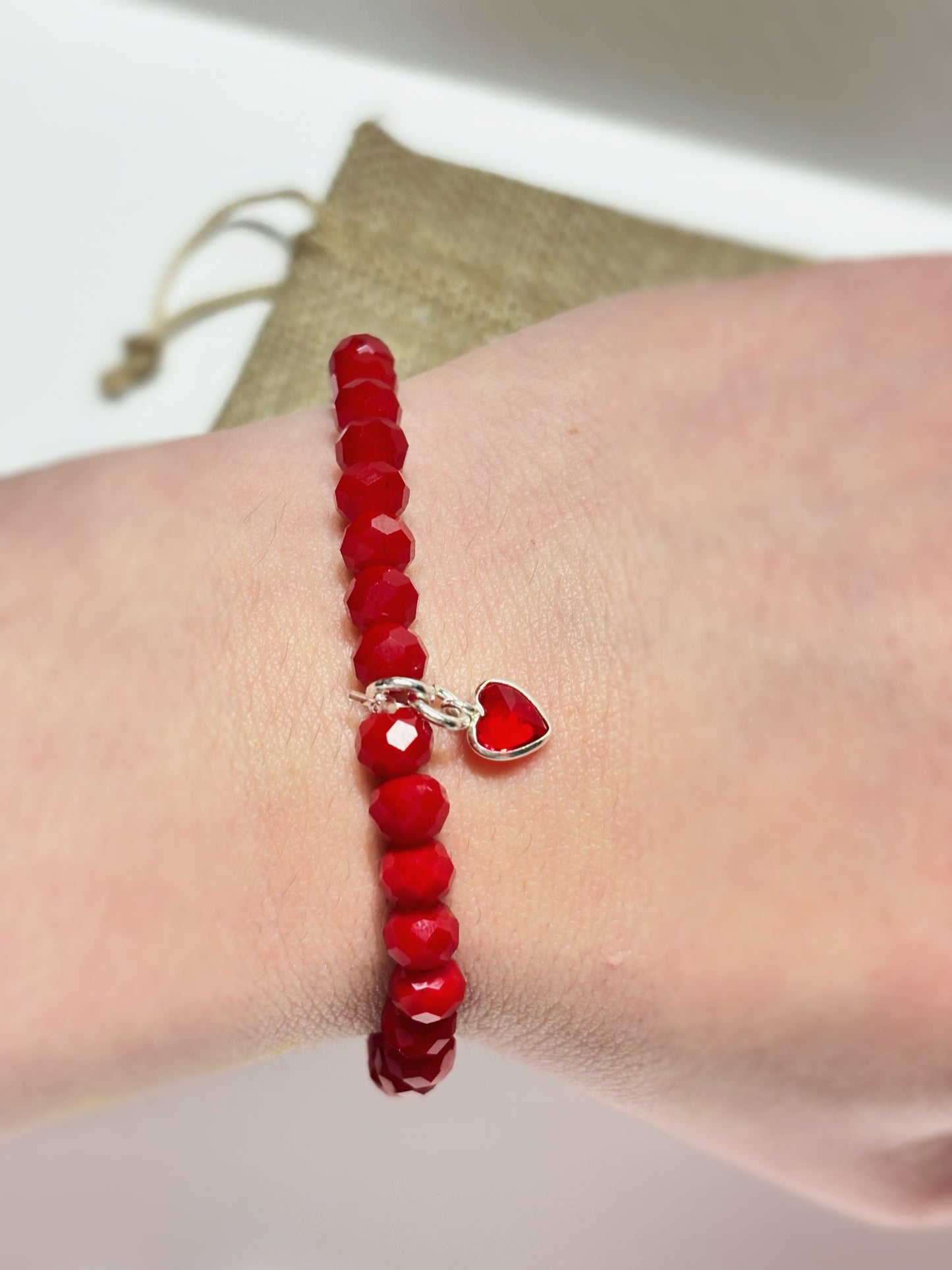 Pulsera mostacilla con dije plata 925