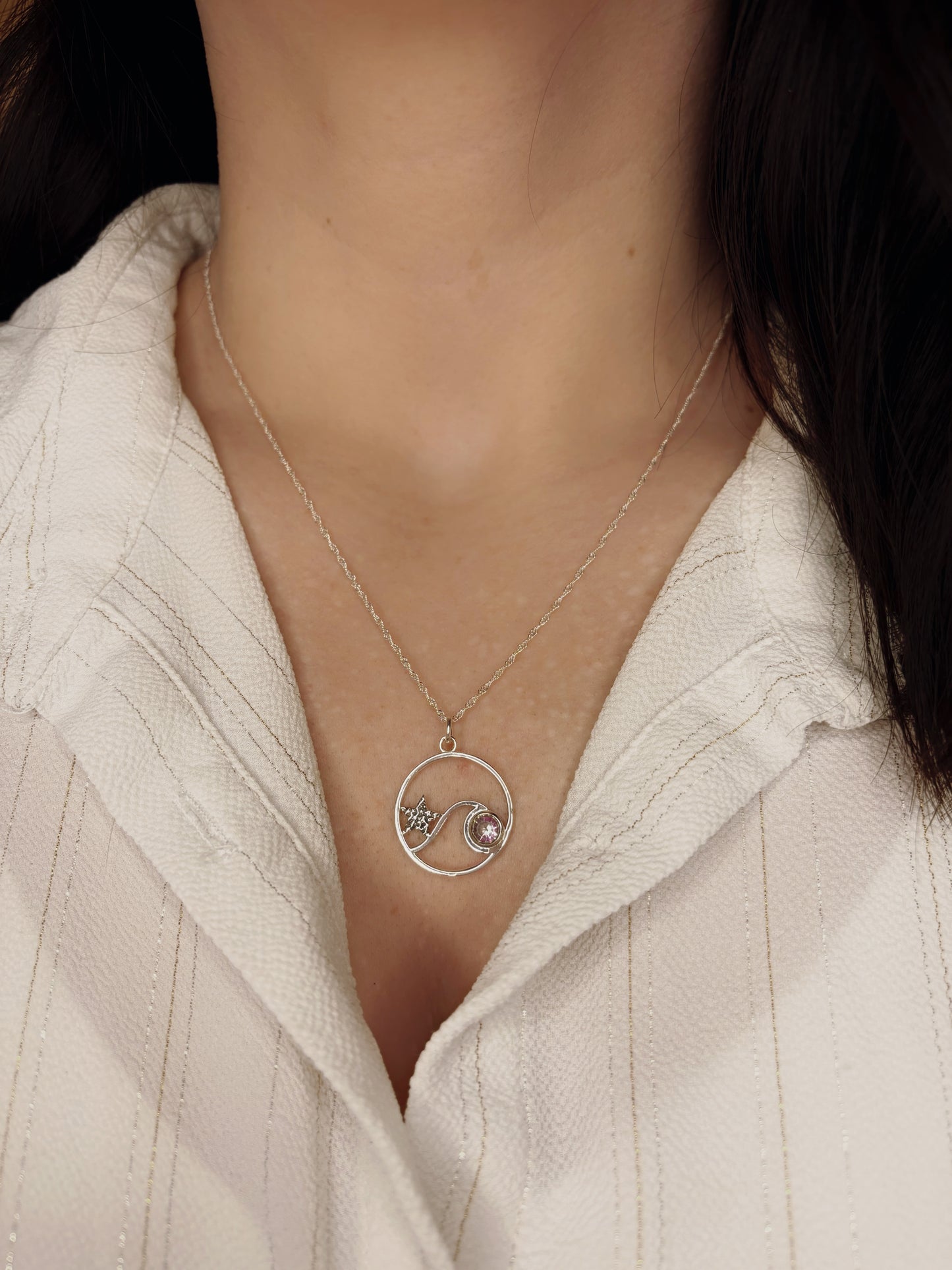 Collar ola con Cuarzo Místico