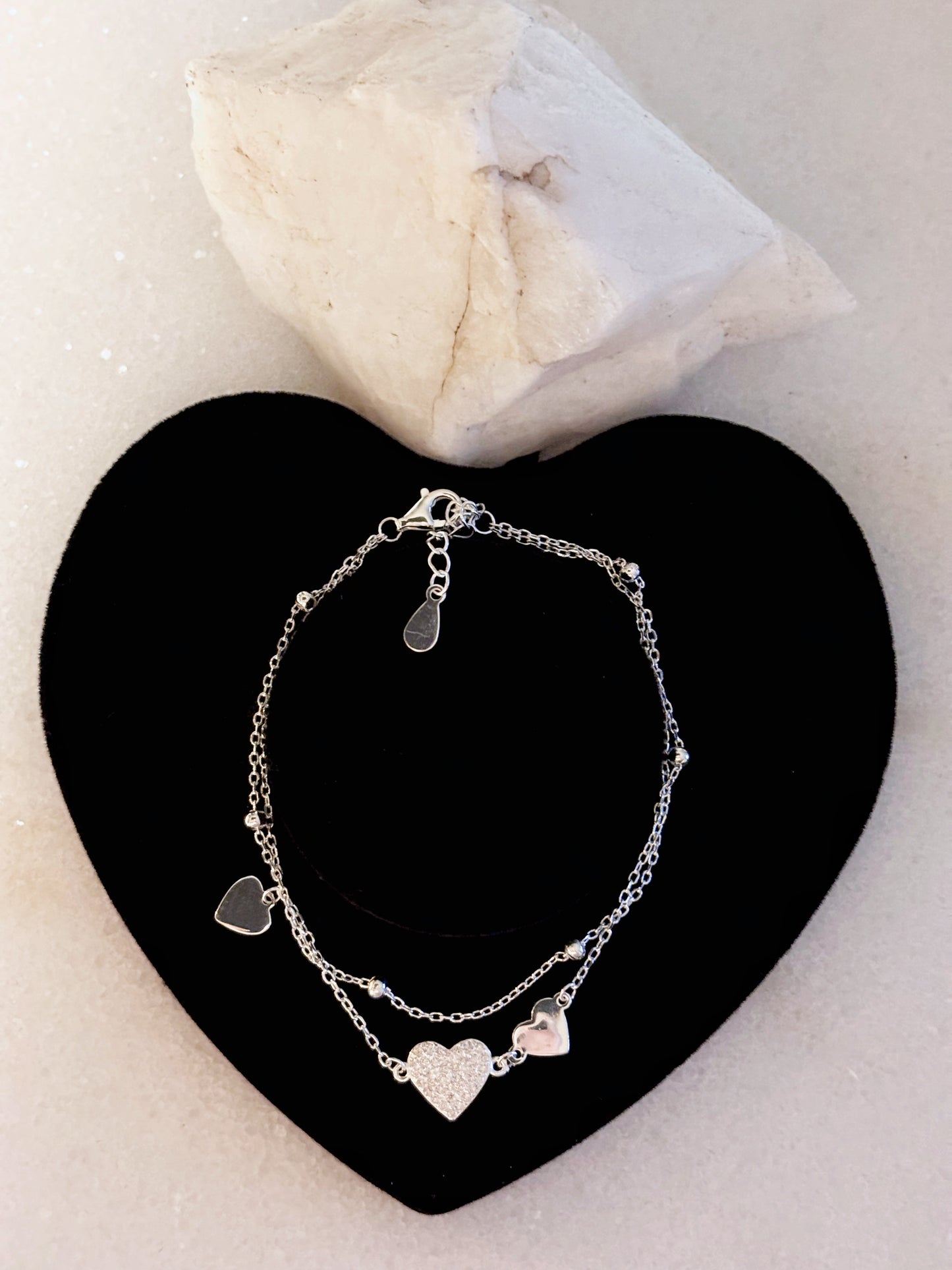 Pulsera doble corazón