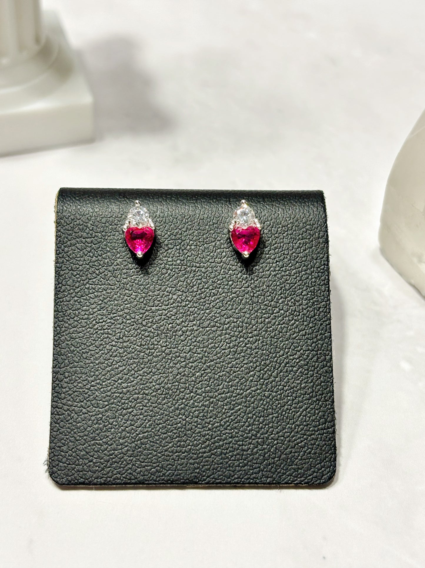 Aros corazón magenta