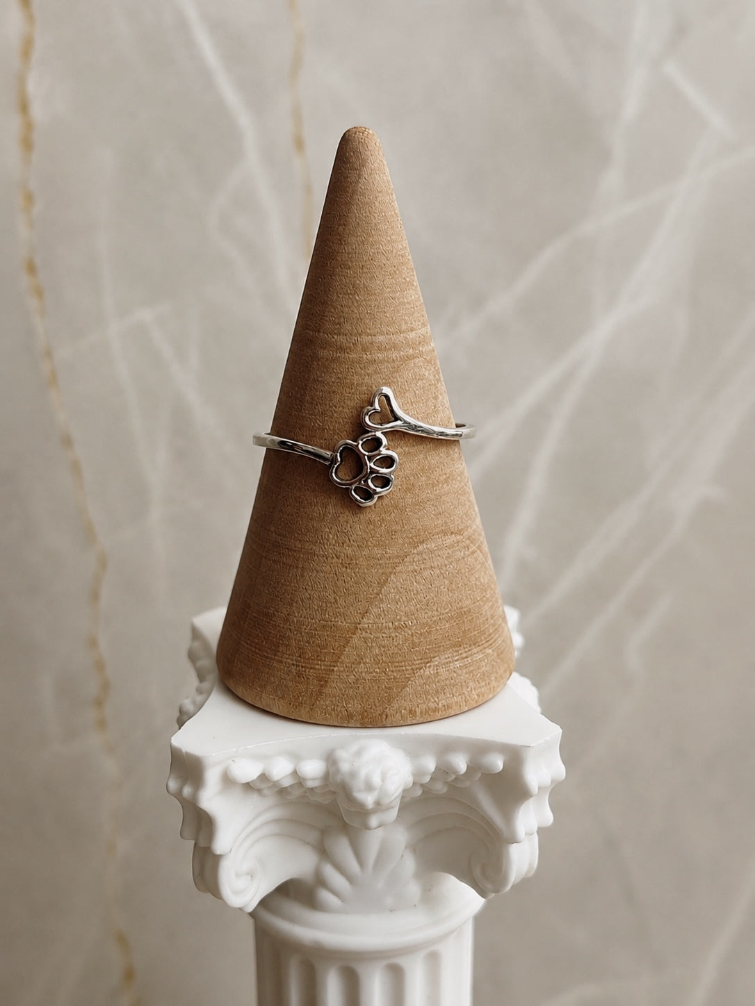 Anillo ajustable Corazón y Huella