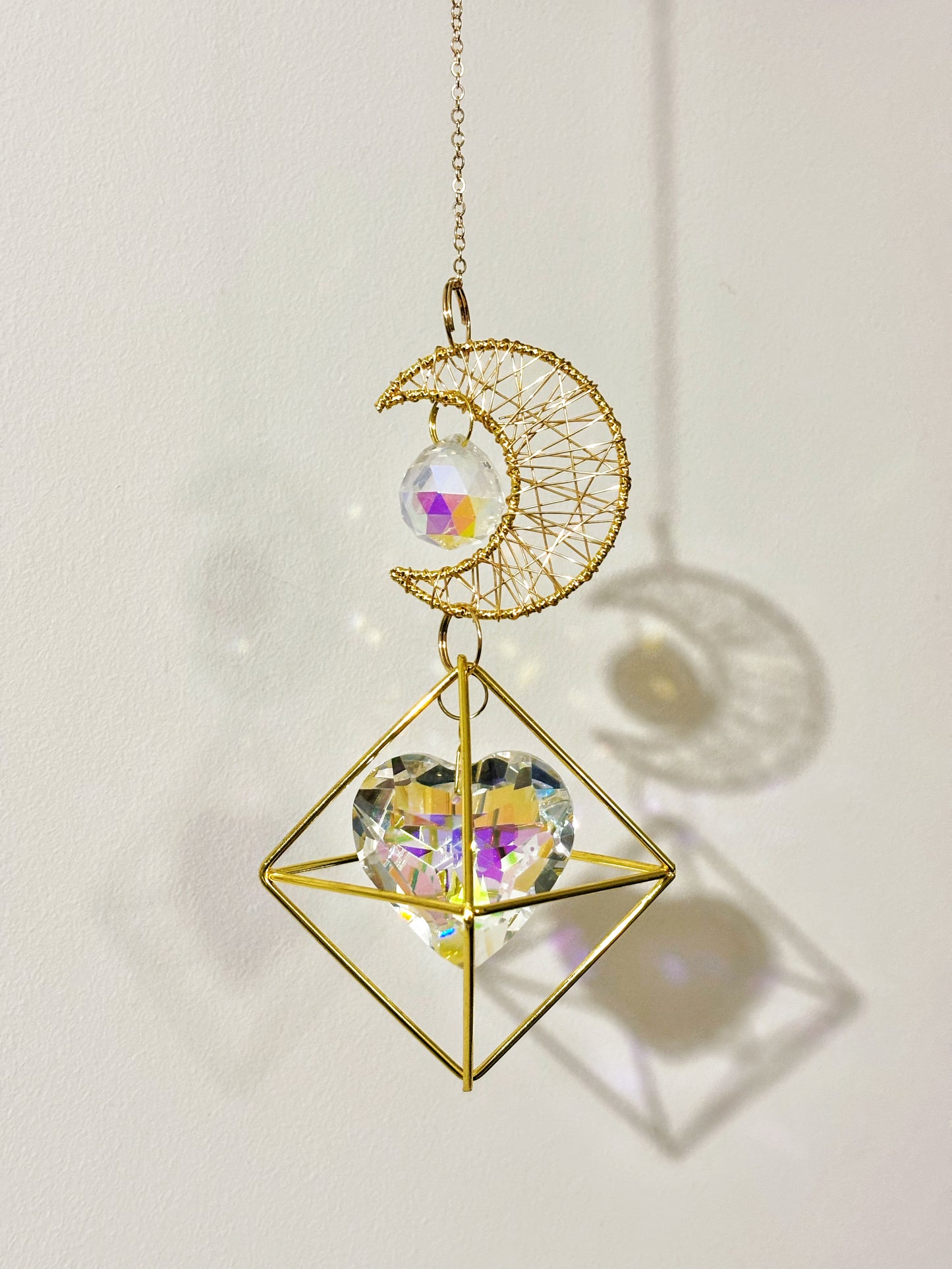 Atrapasol luna cristal corazón