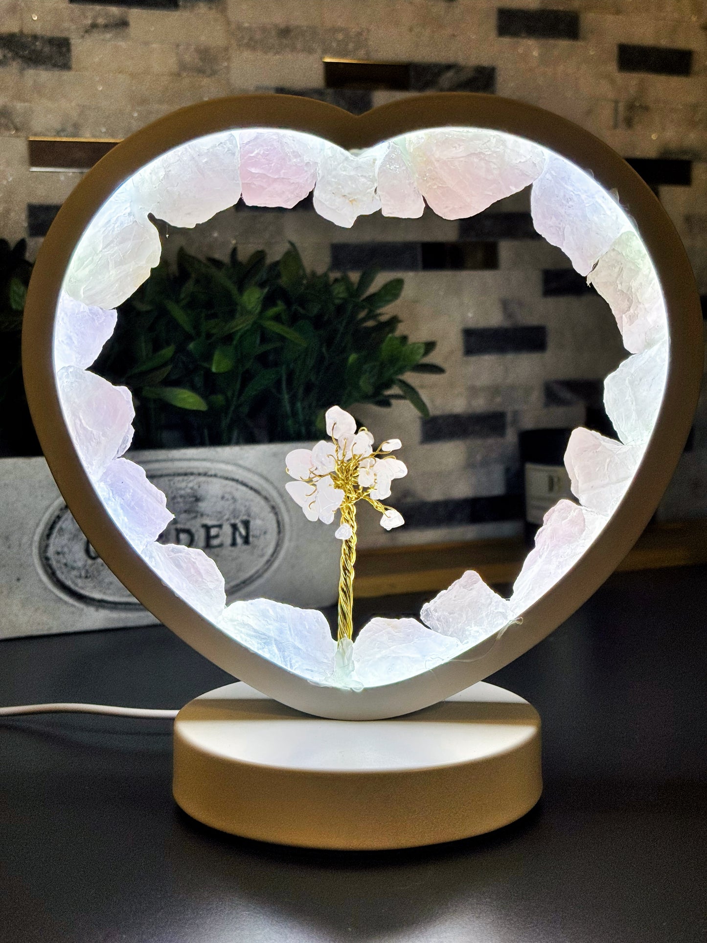 Lámpara led cuarzo rosado