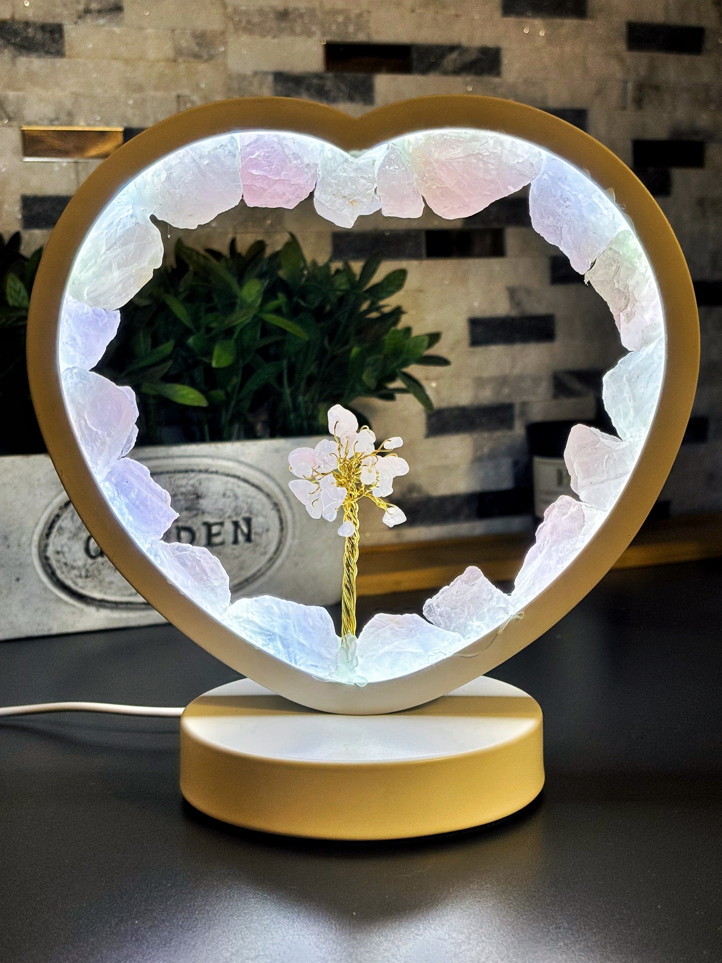 Lámpara led cuarzo rosado