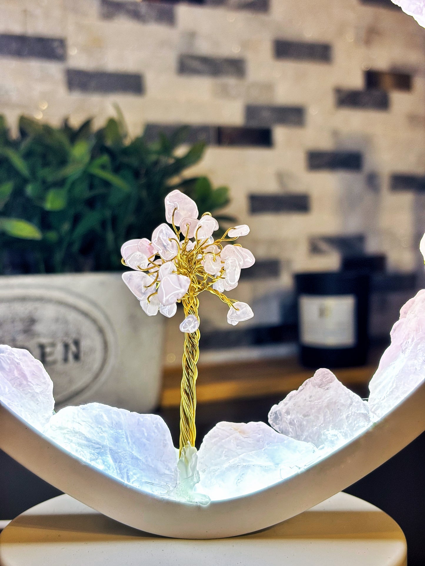 Lámpara led cuarzo rosado