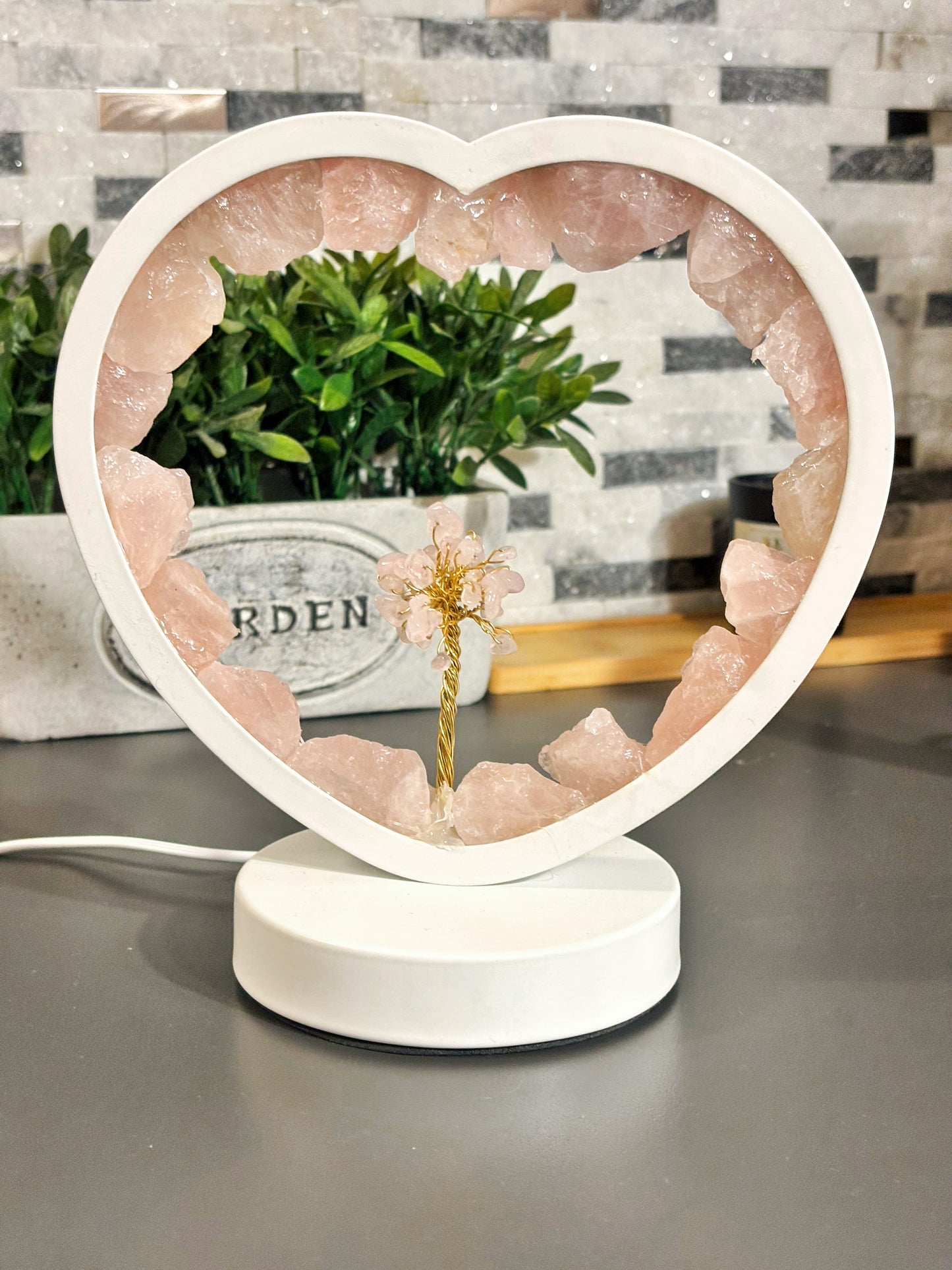 Lámpara led cuarzo rosado