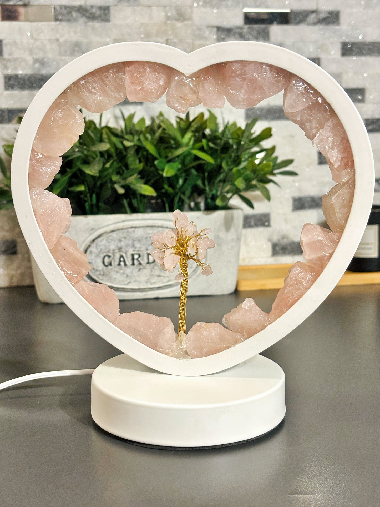 Lámpara led cuarzo rosado