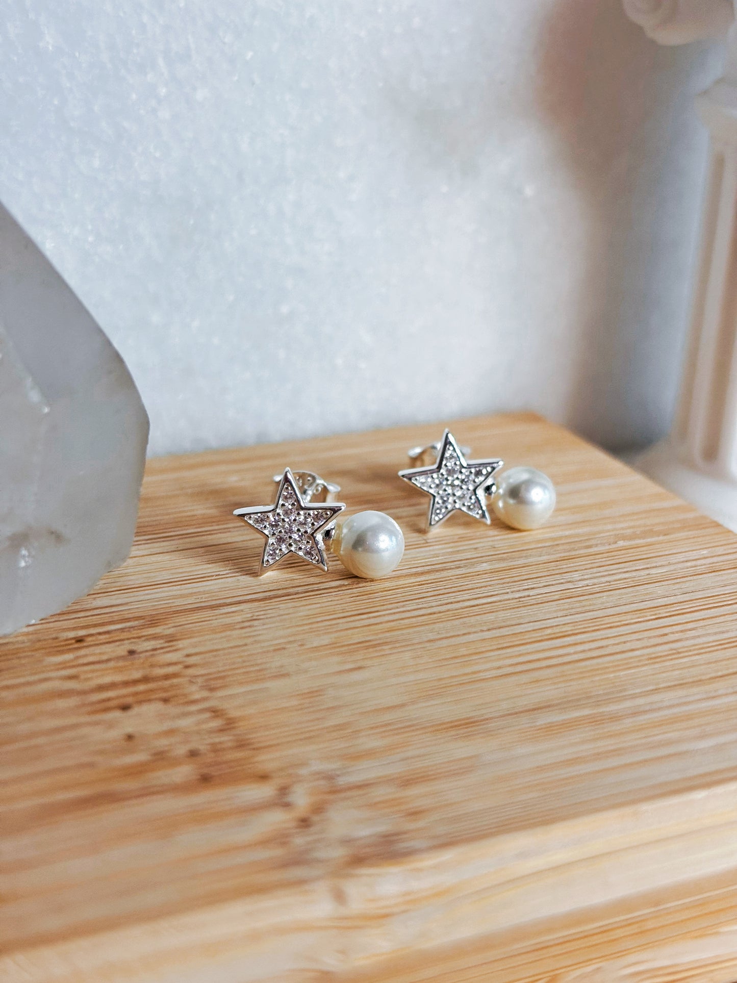 Aros estrella microcircones con perla