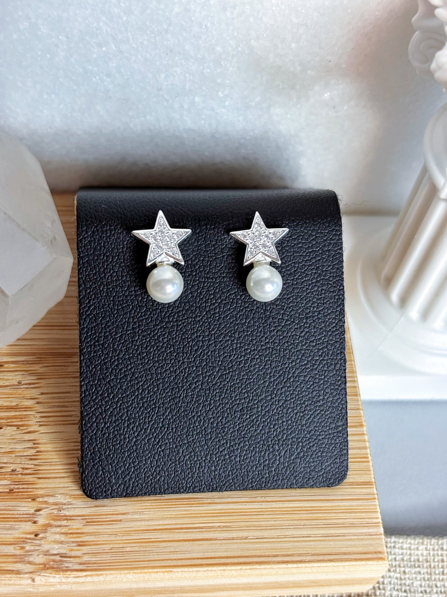 Aros estrella microcircones con perla