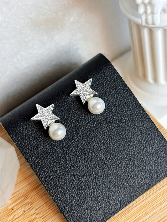 Aros estrella microcircones con perla