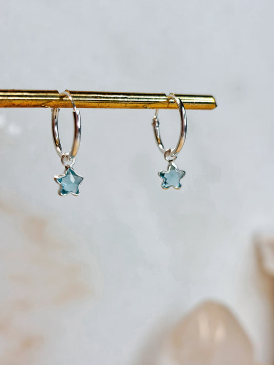 Aros argolla estrella circón celeste