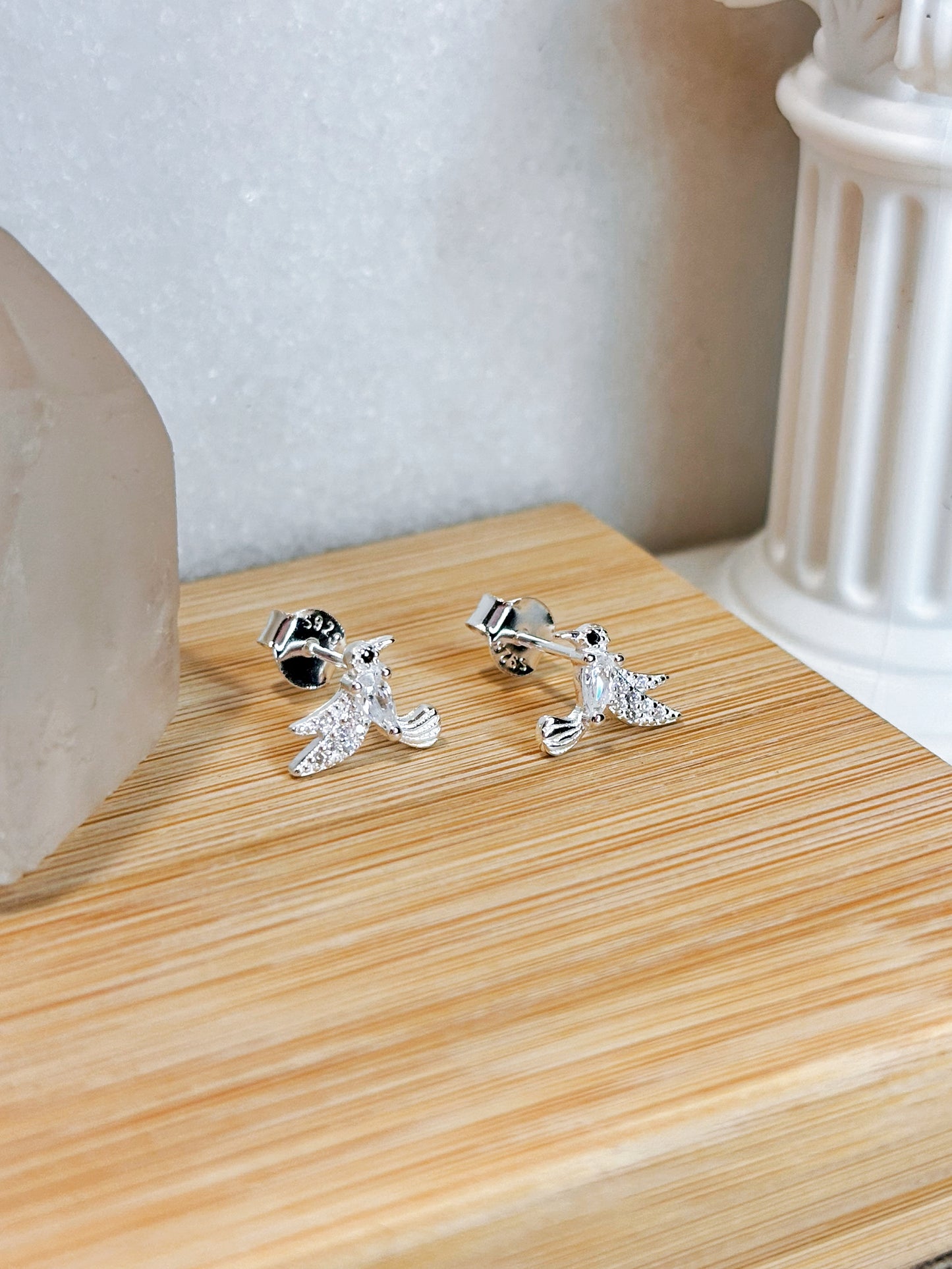 Aros colibrí circón blanco