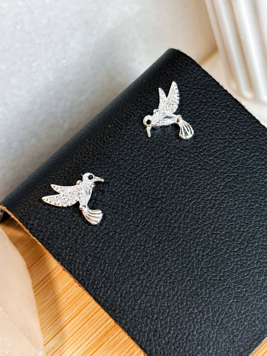 Aros colibrí circón blanco