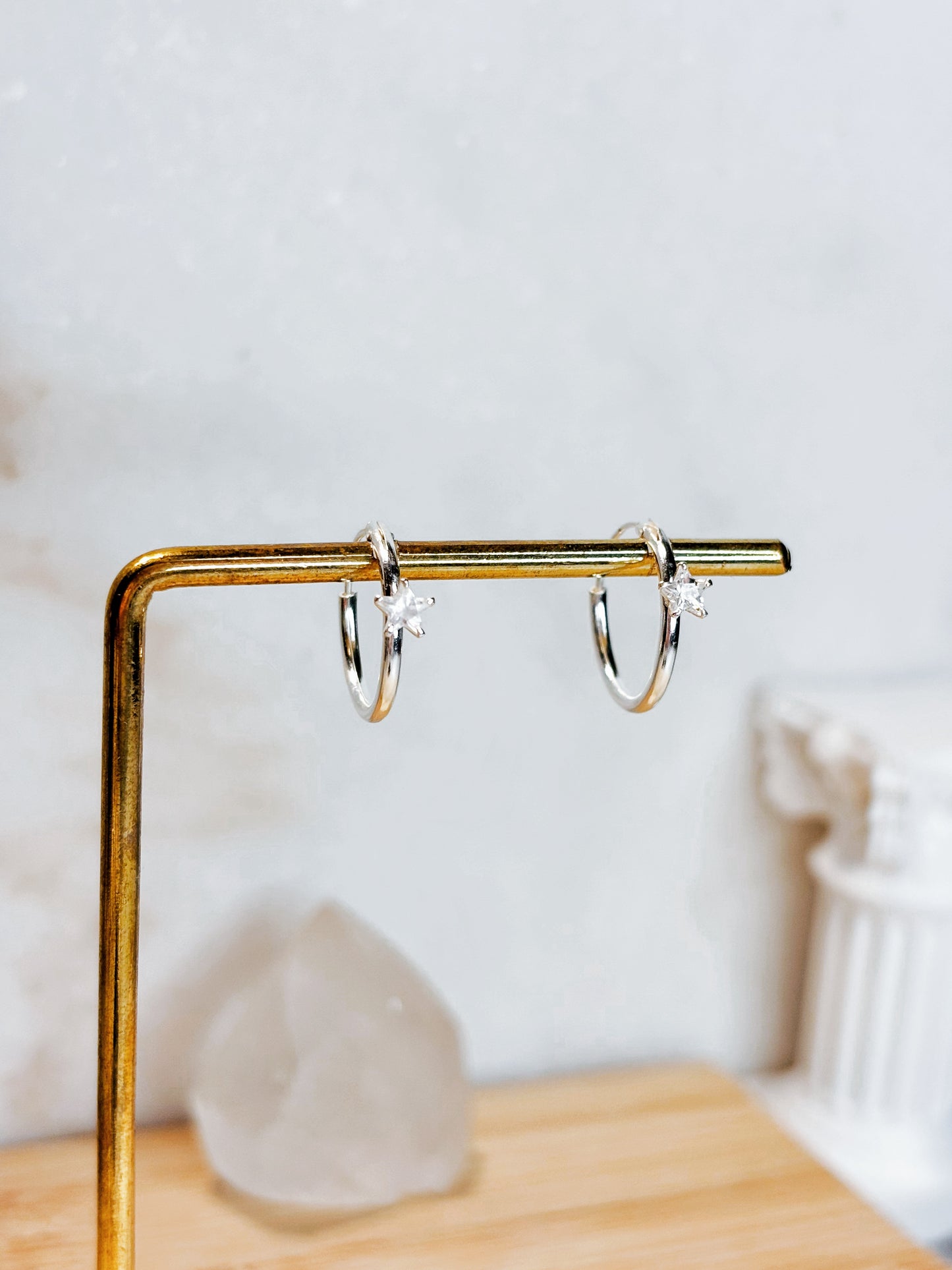 Aros argolla con circón estrella