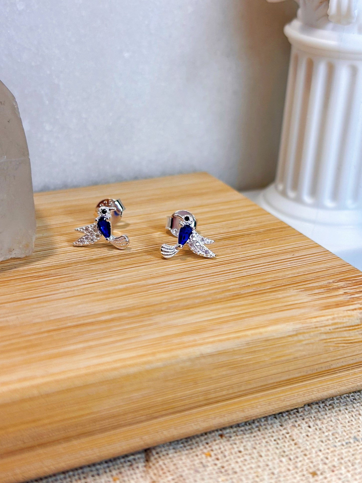 Aros colibrí circón azul