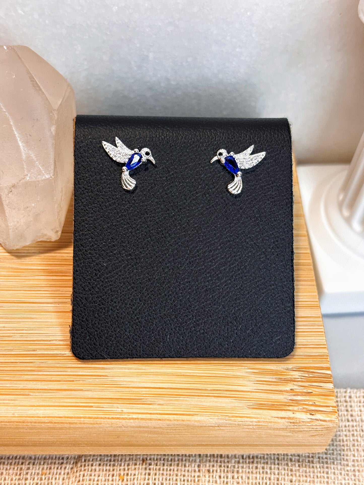 Aros colibrí circón azul