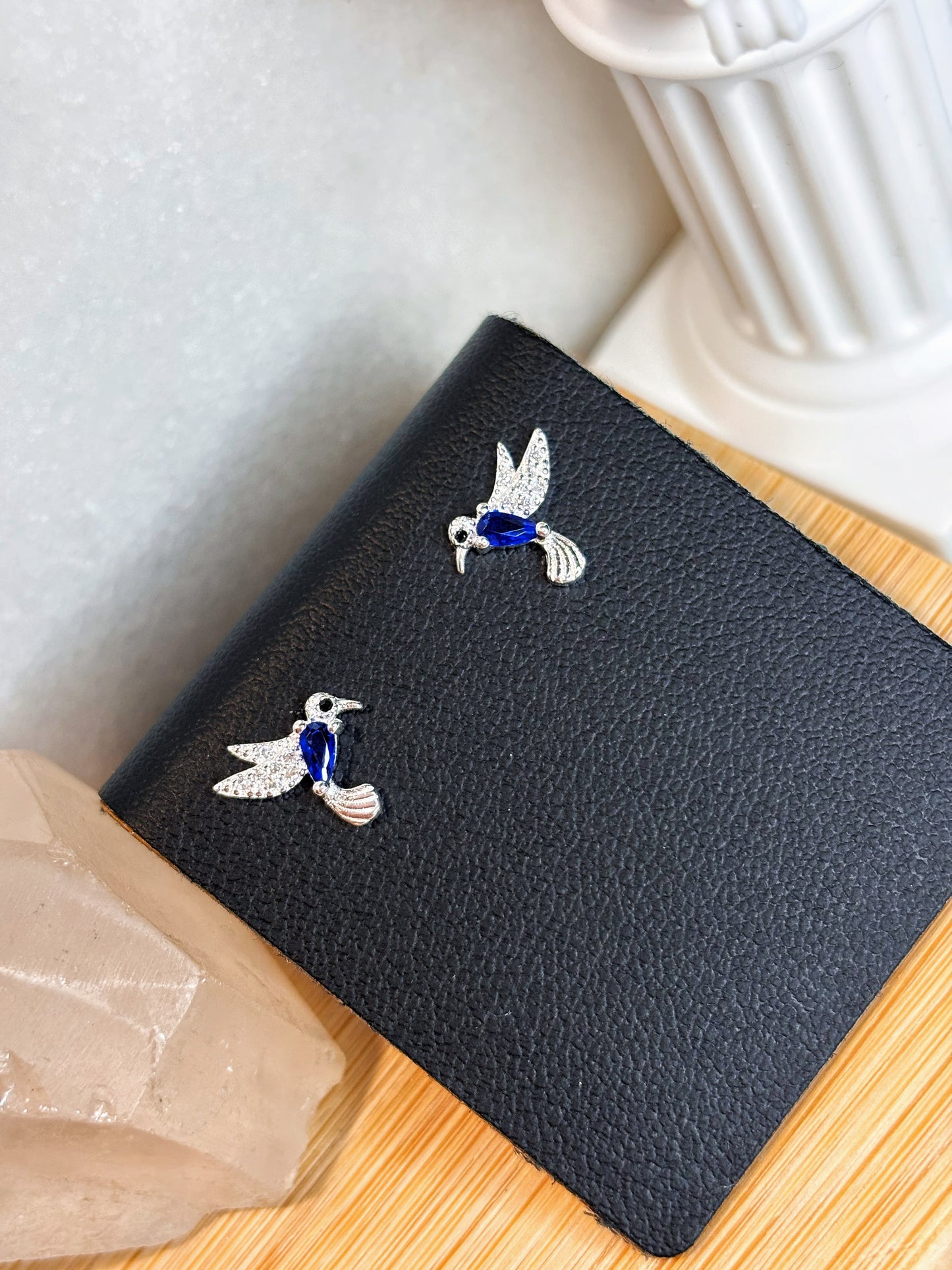 Aros colibrí circón azul