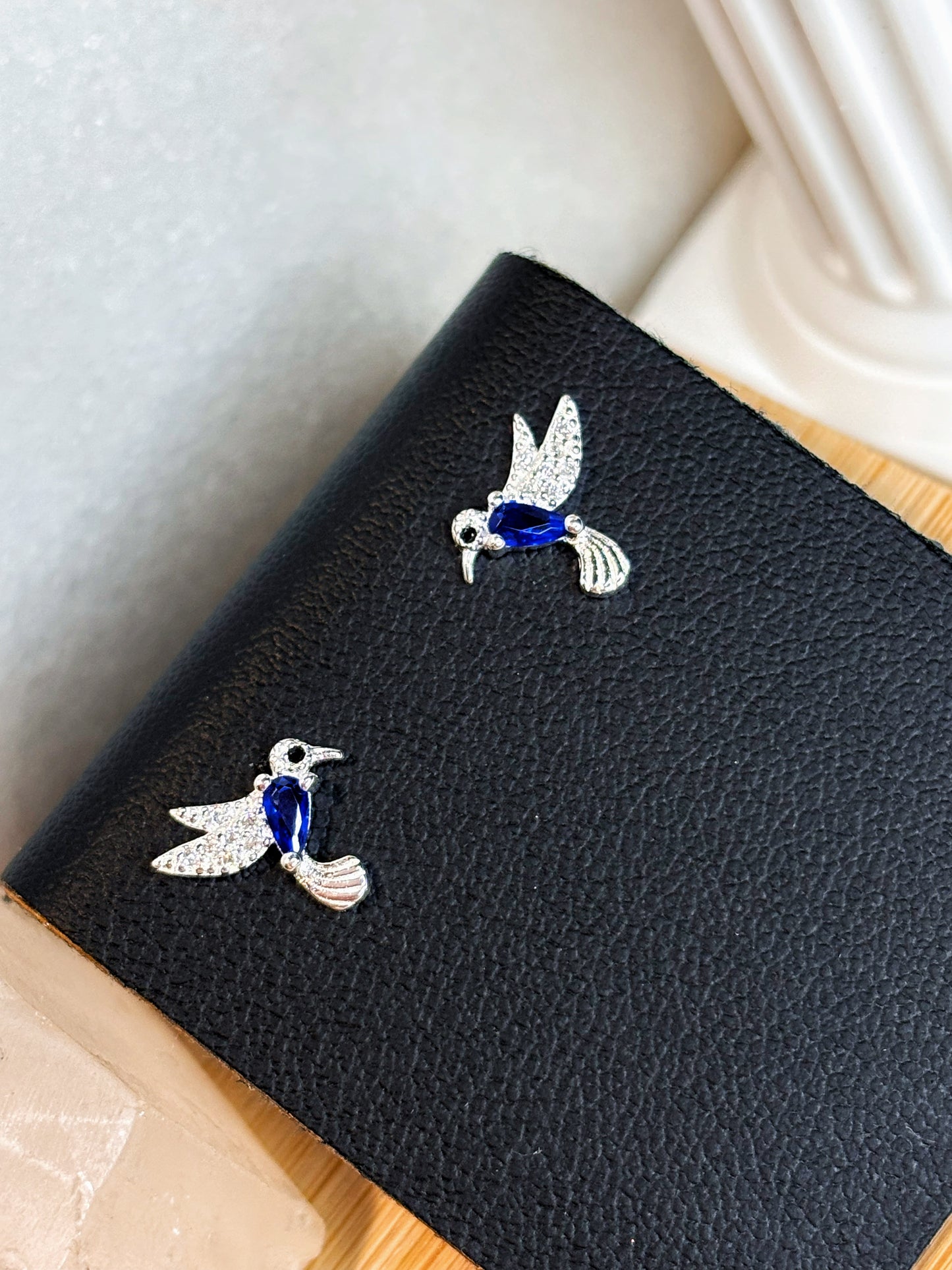 Aros colibrí circón azul