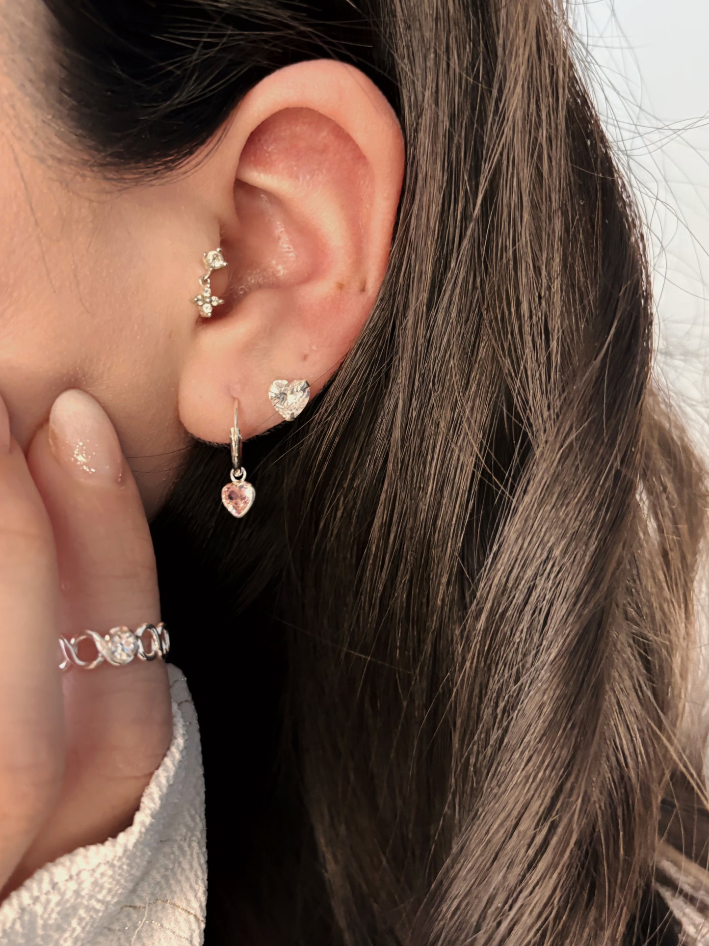 Aros corazón de circón