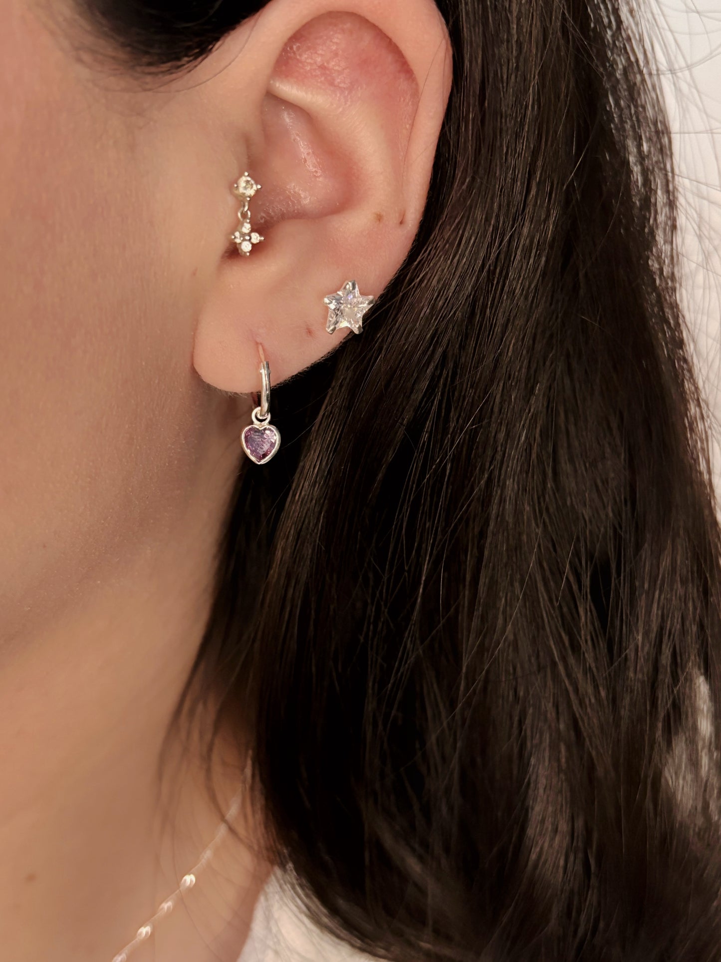 Aros argolla circón corazón