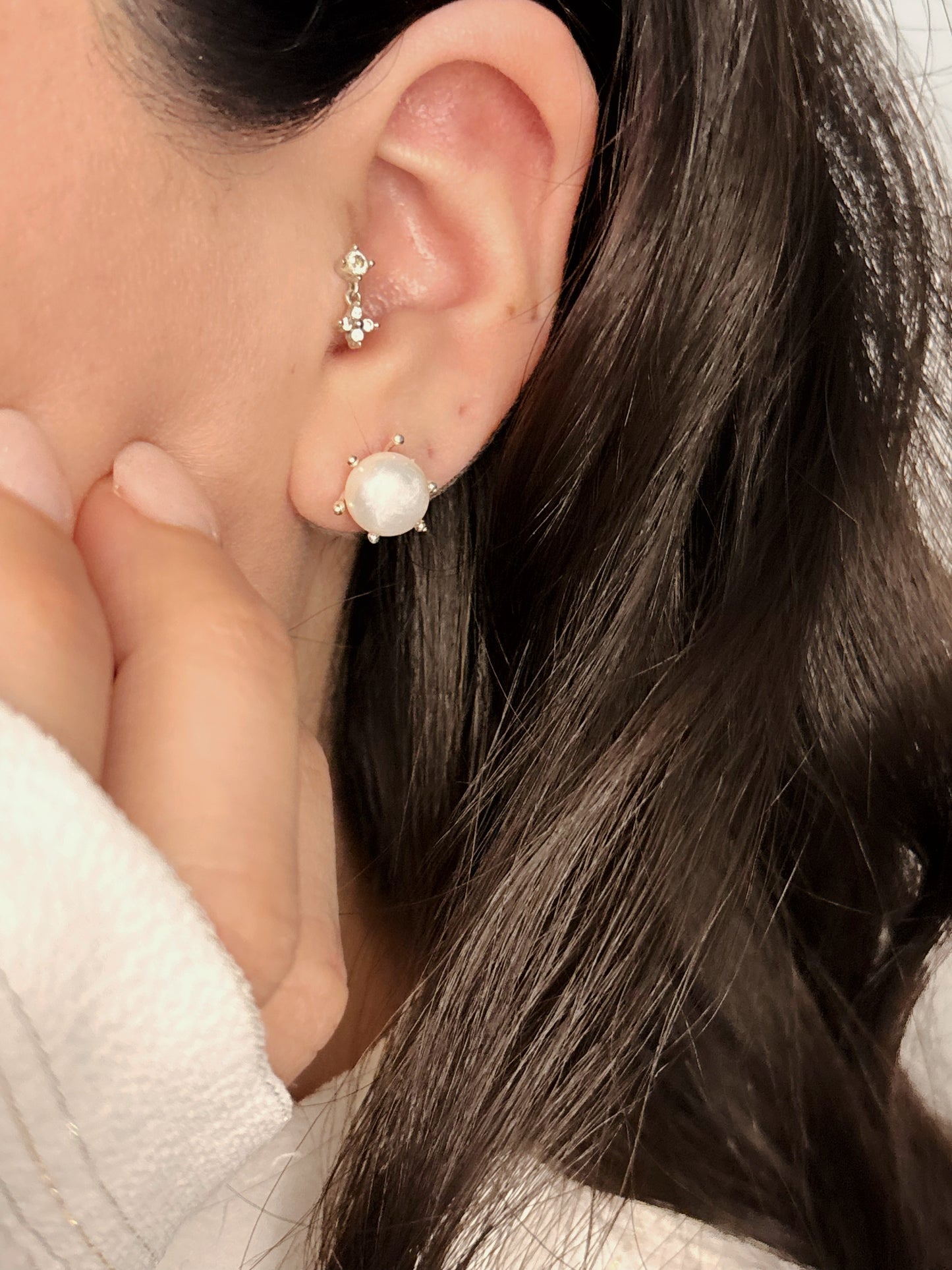 Aros perlas de río auténticas 8mm