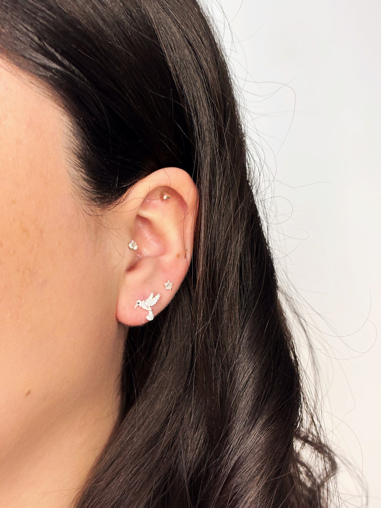 Aros colibrí circón blanco