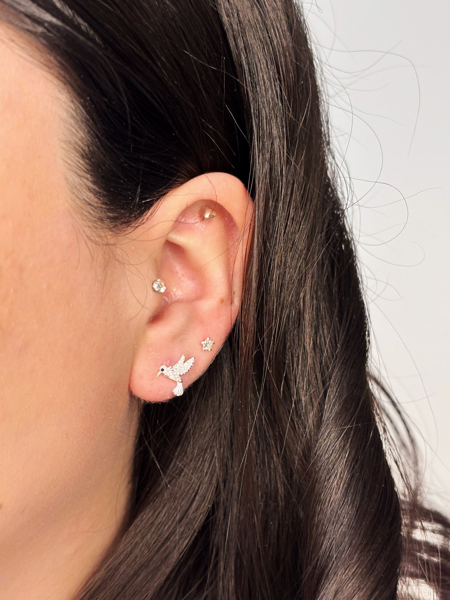 Aros colibrí circón blanco