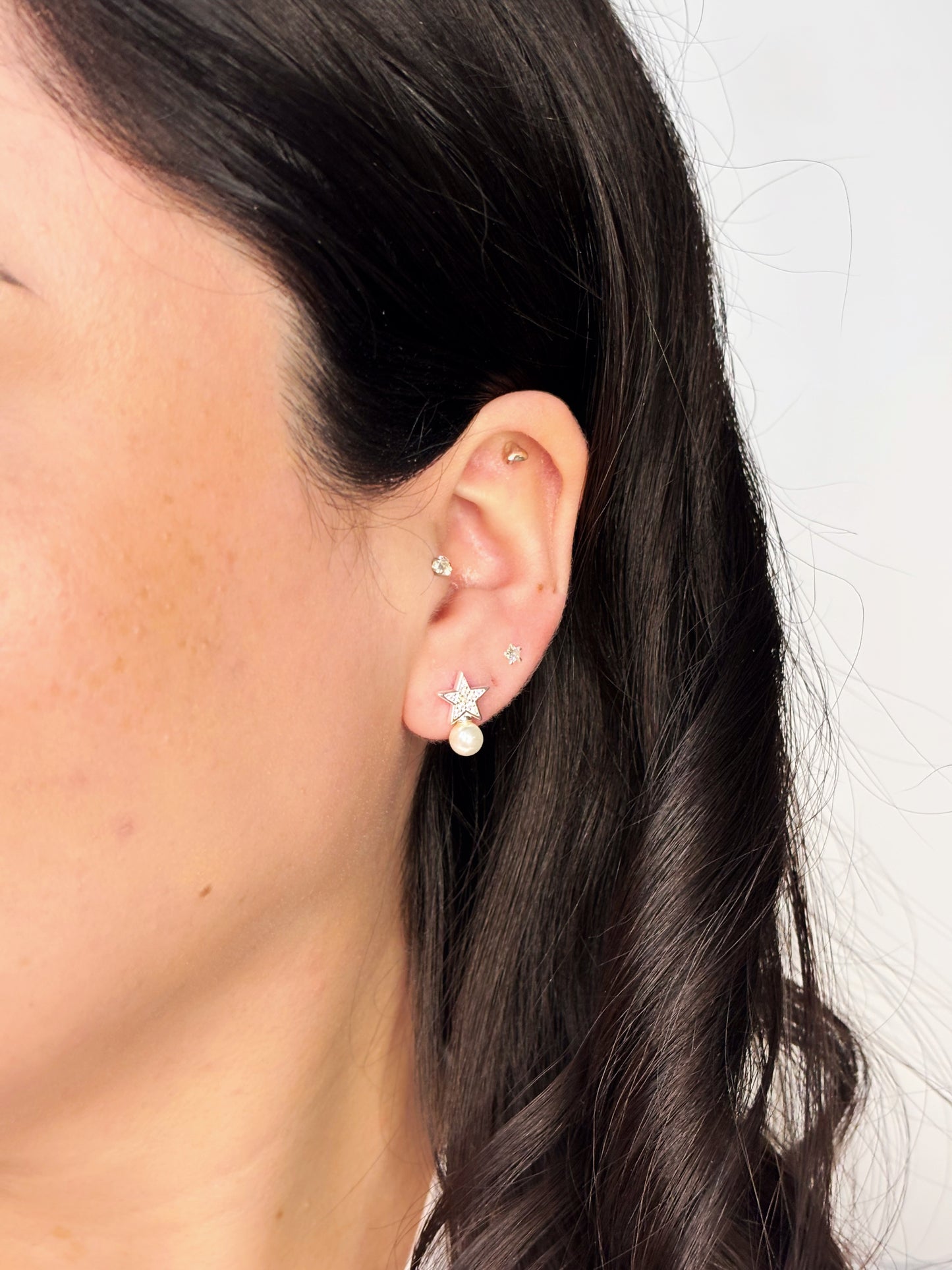 Aros estrella microcircones con perla