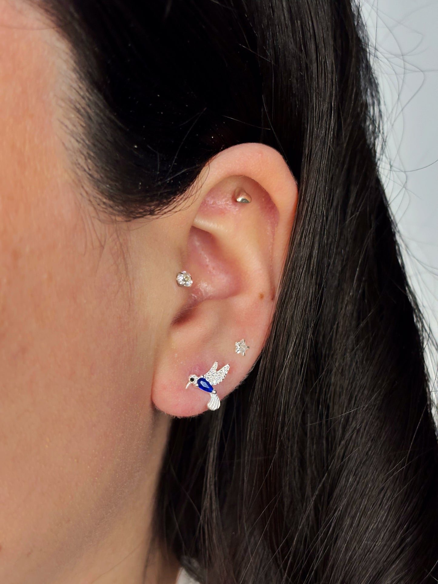 Aros colibrí circón azul