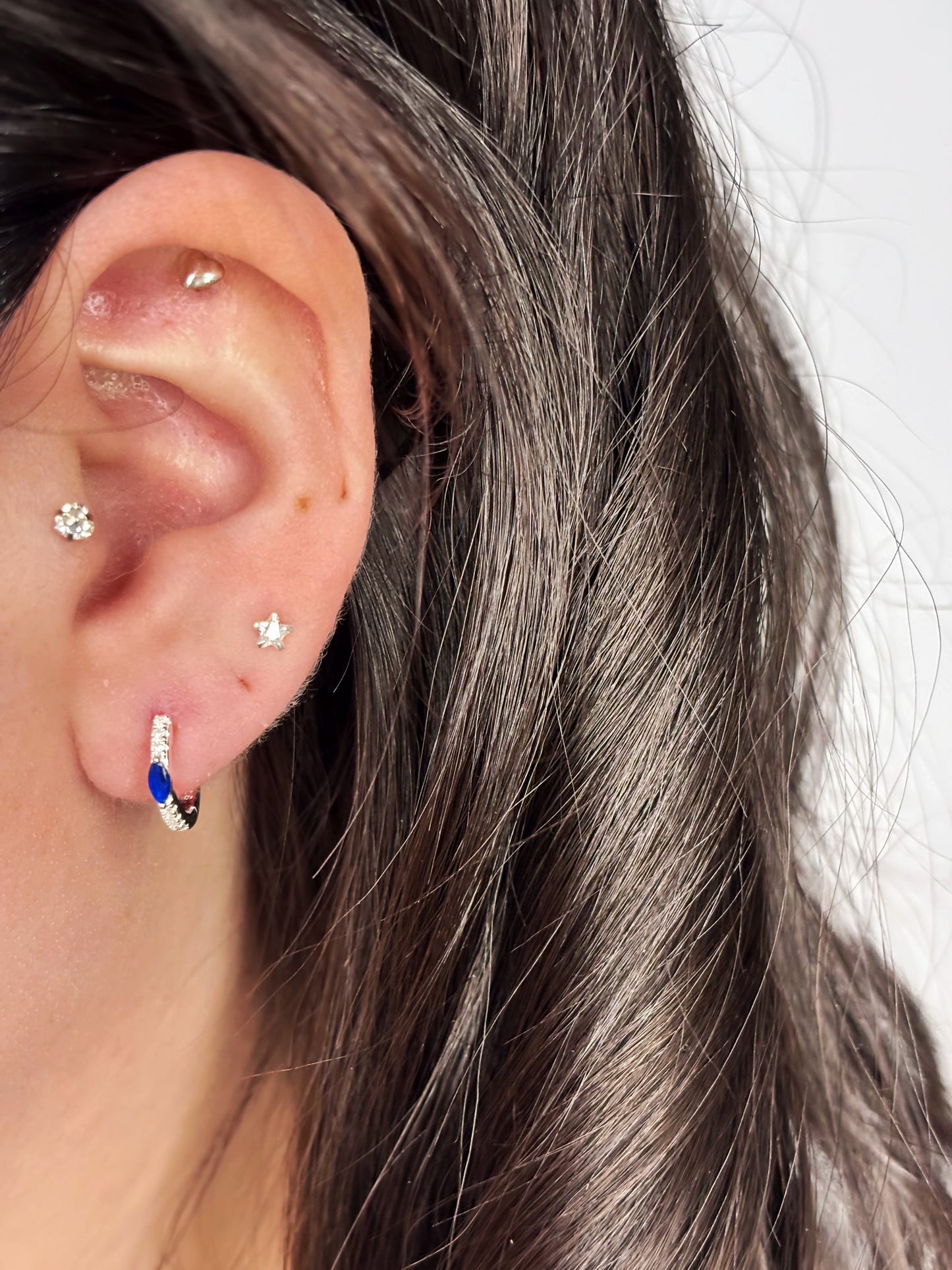 Aros argolla circón azul