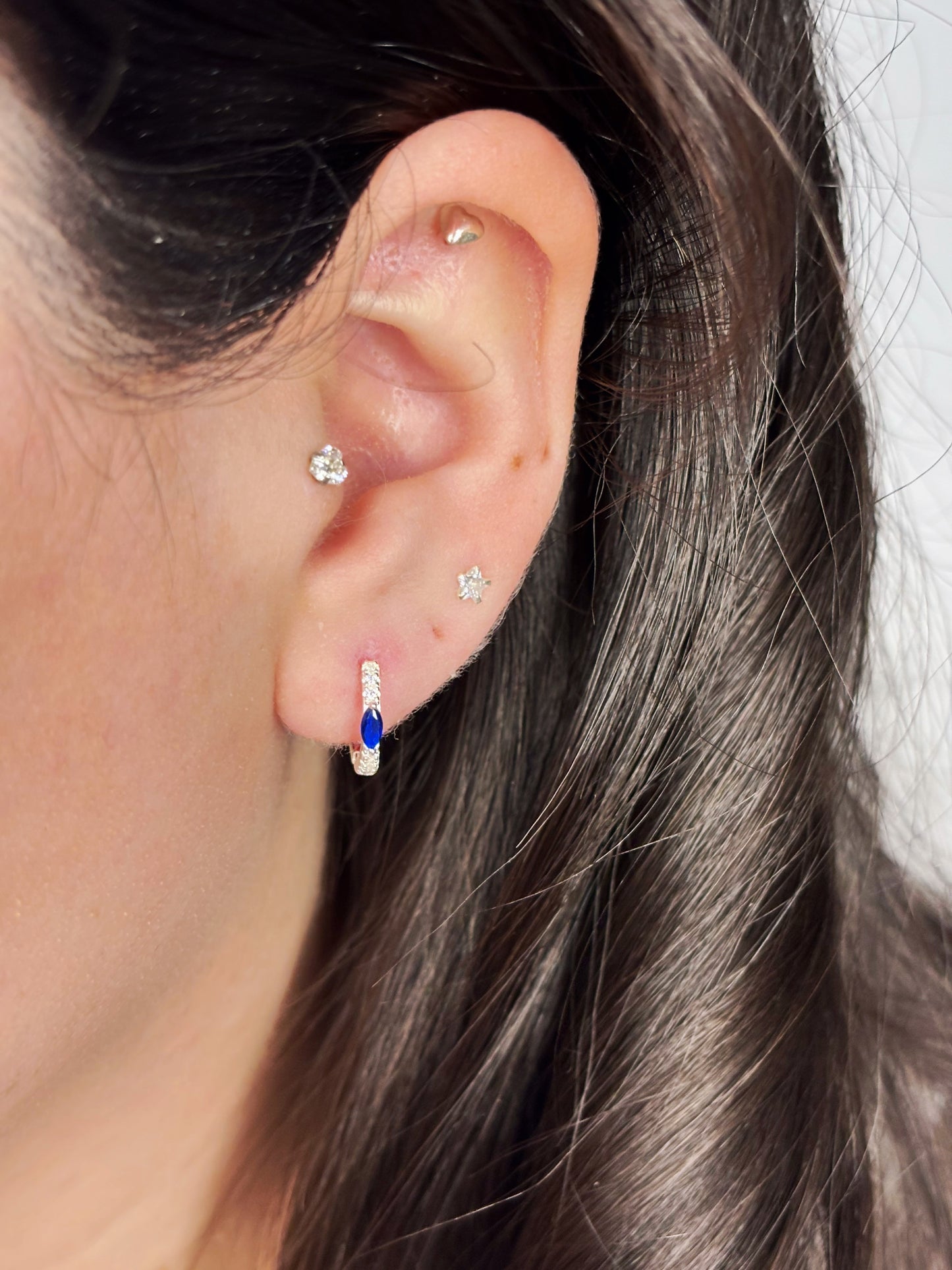 Aros argolla circón azul