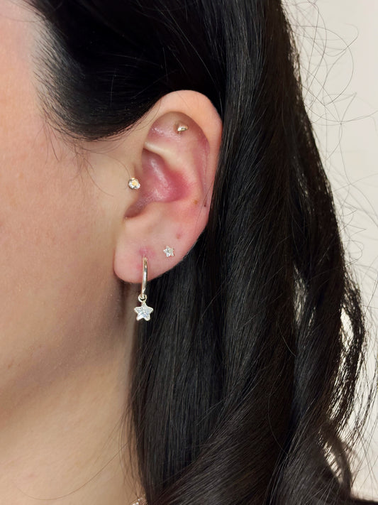 Aro argolla circón estrella