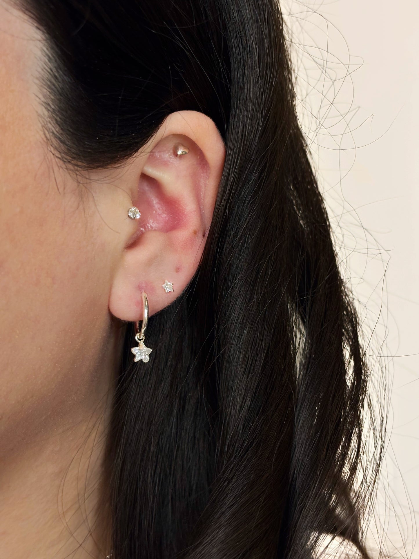 Aro argolla circón estrella