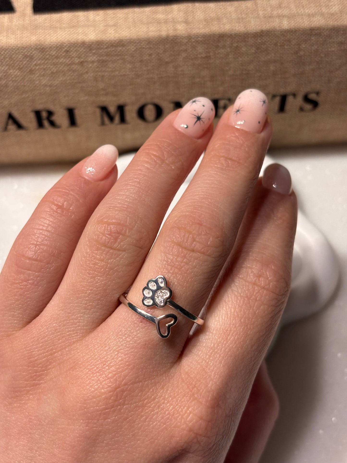 Anillo corazón y huella