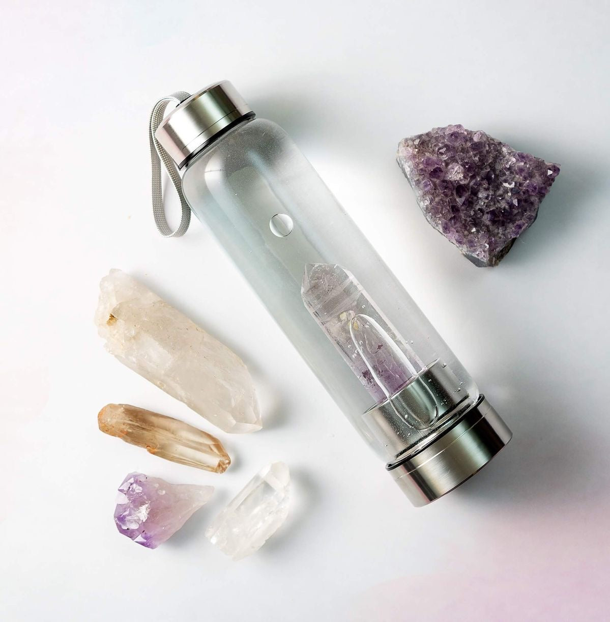 Botella vidrio con cuarzo