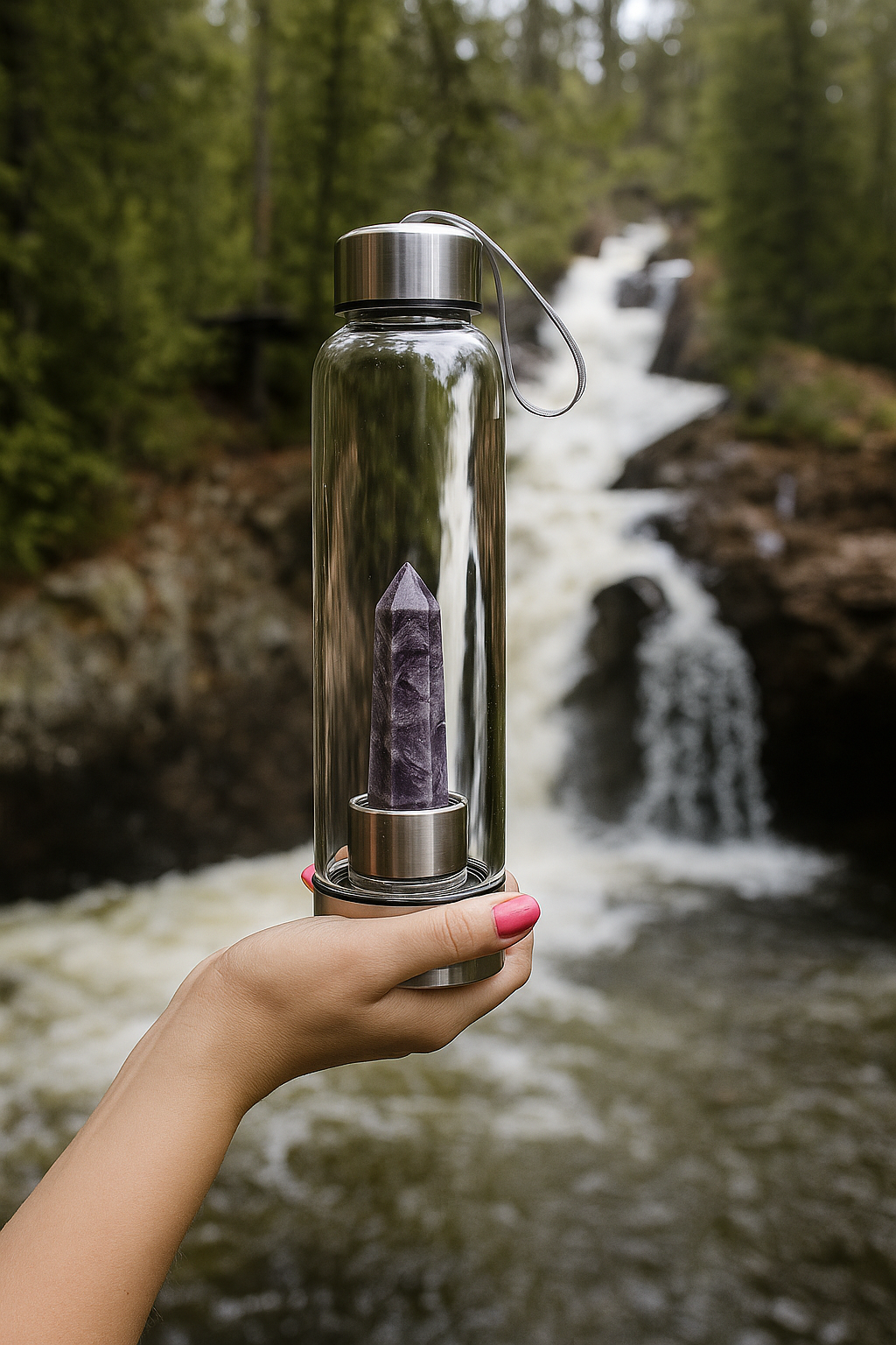 Botella vidrio con cuarzo