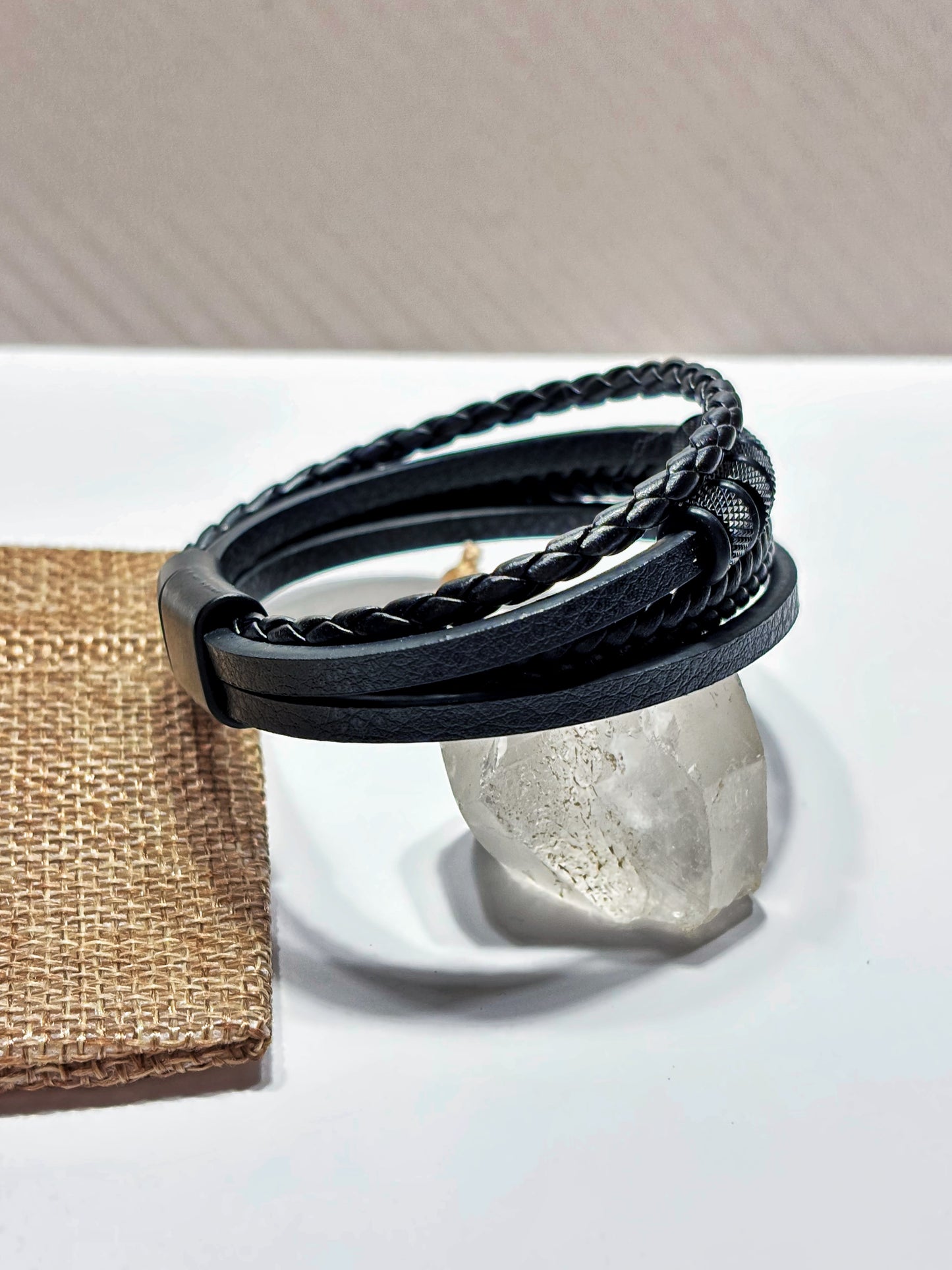 Pulsera ecocuero con piedra