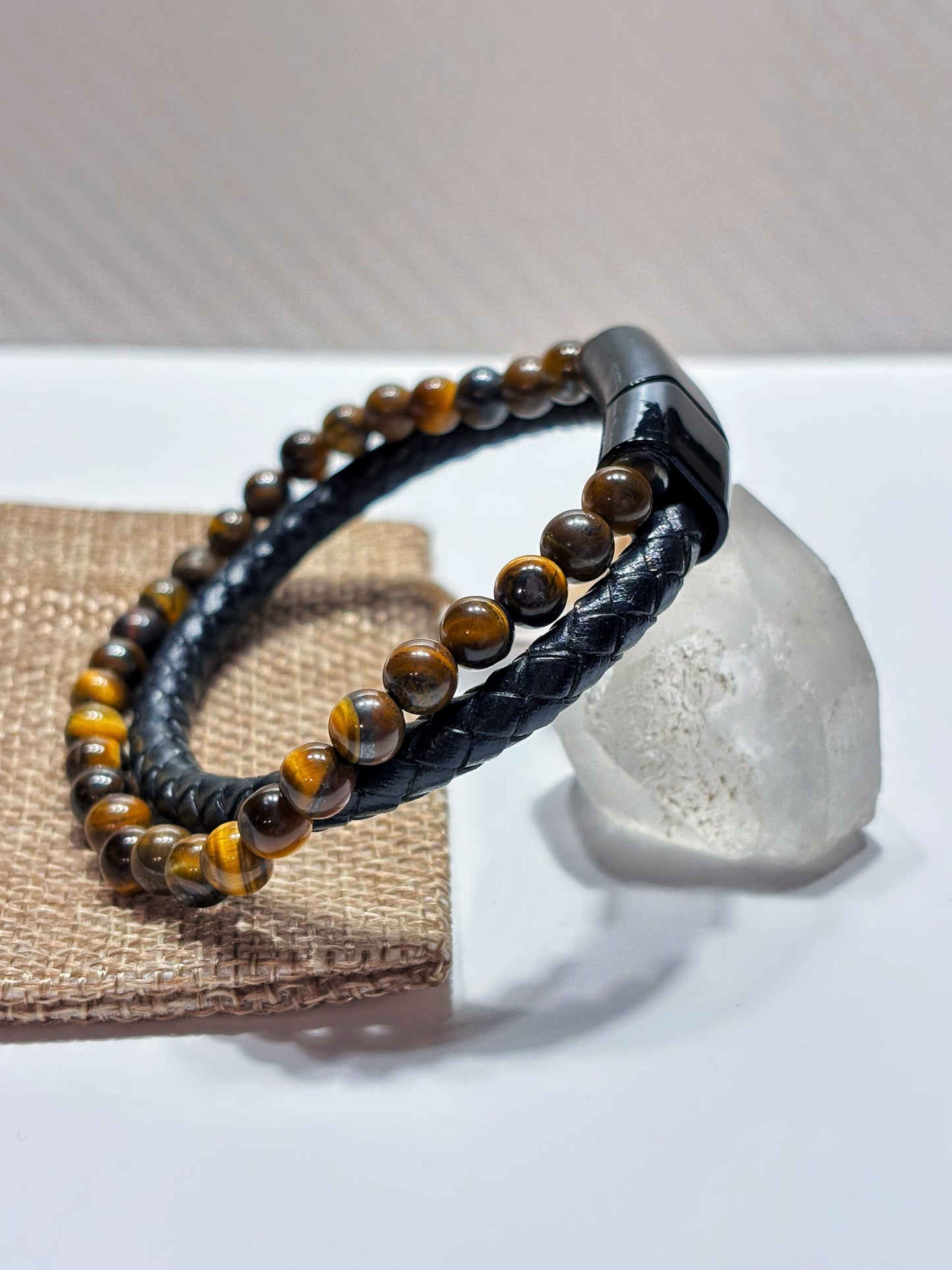 Pulsera ecocuero con piedras