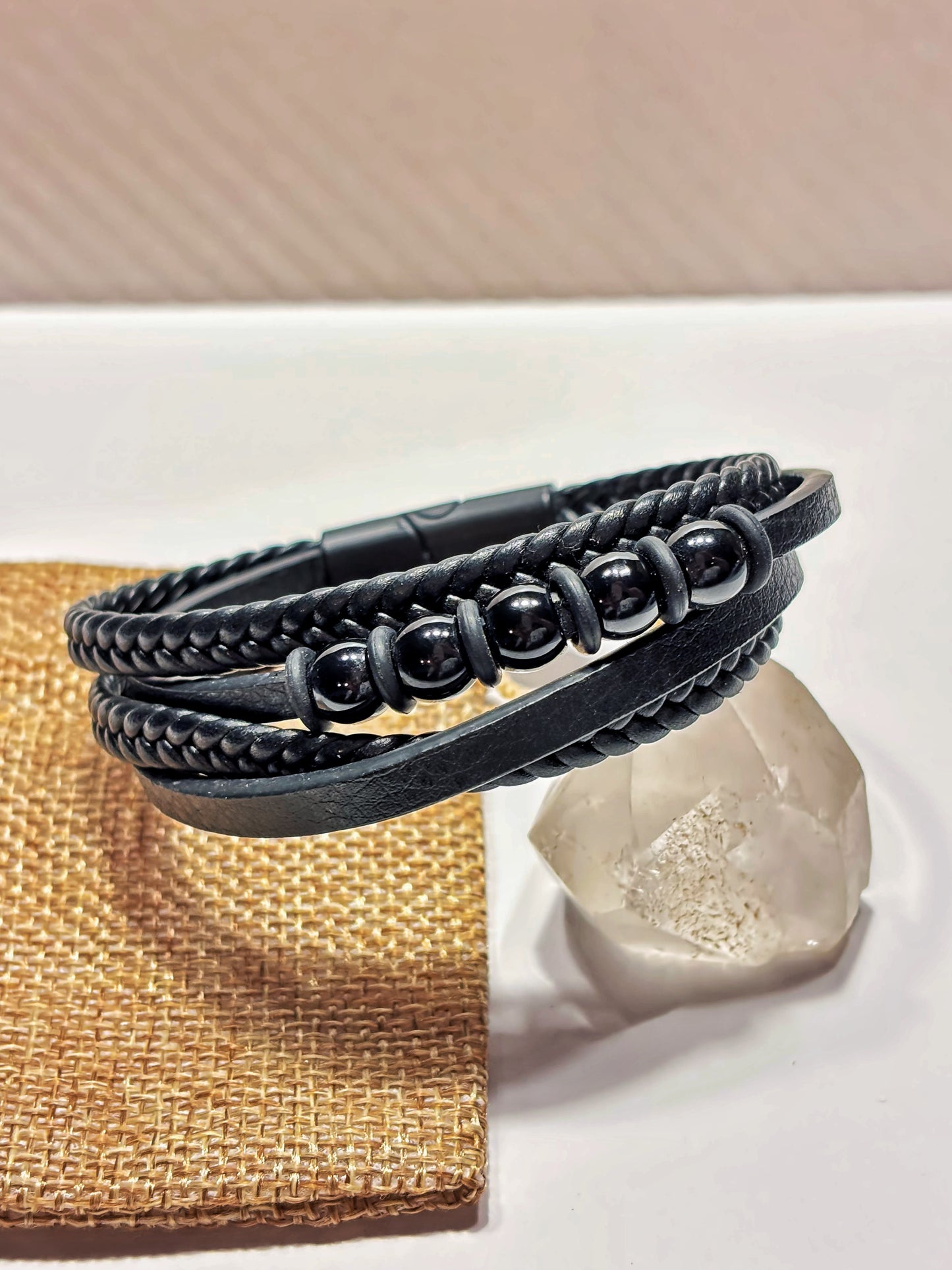 Pulsera ecocuero con piedra