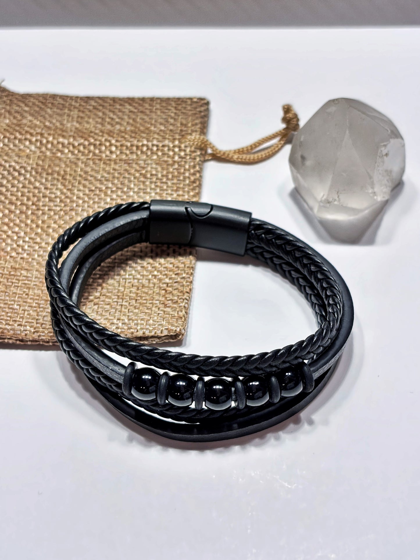 Pulsera ecocuero con piedra