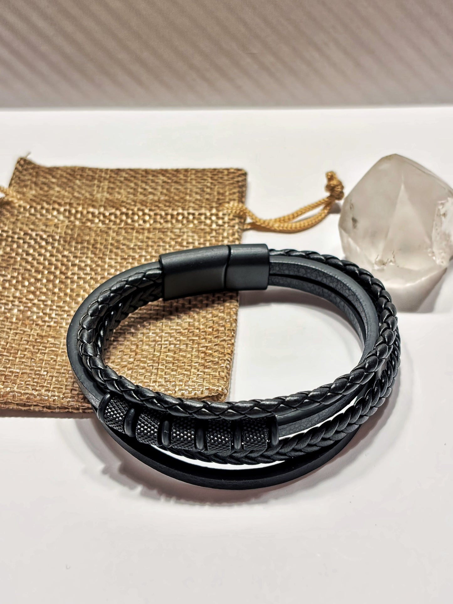 Pulsera ecocuero con piedra