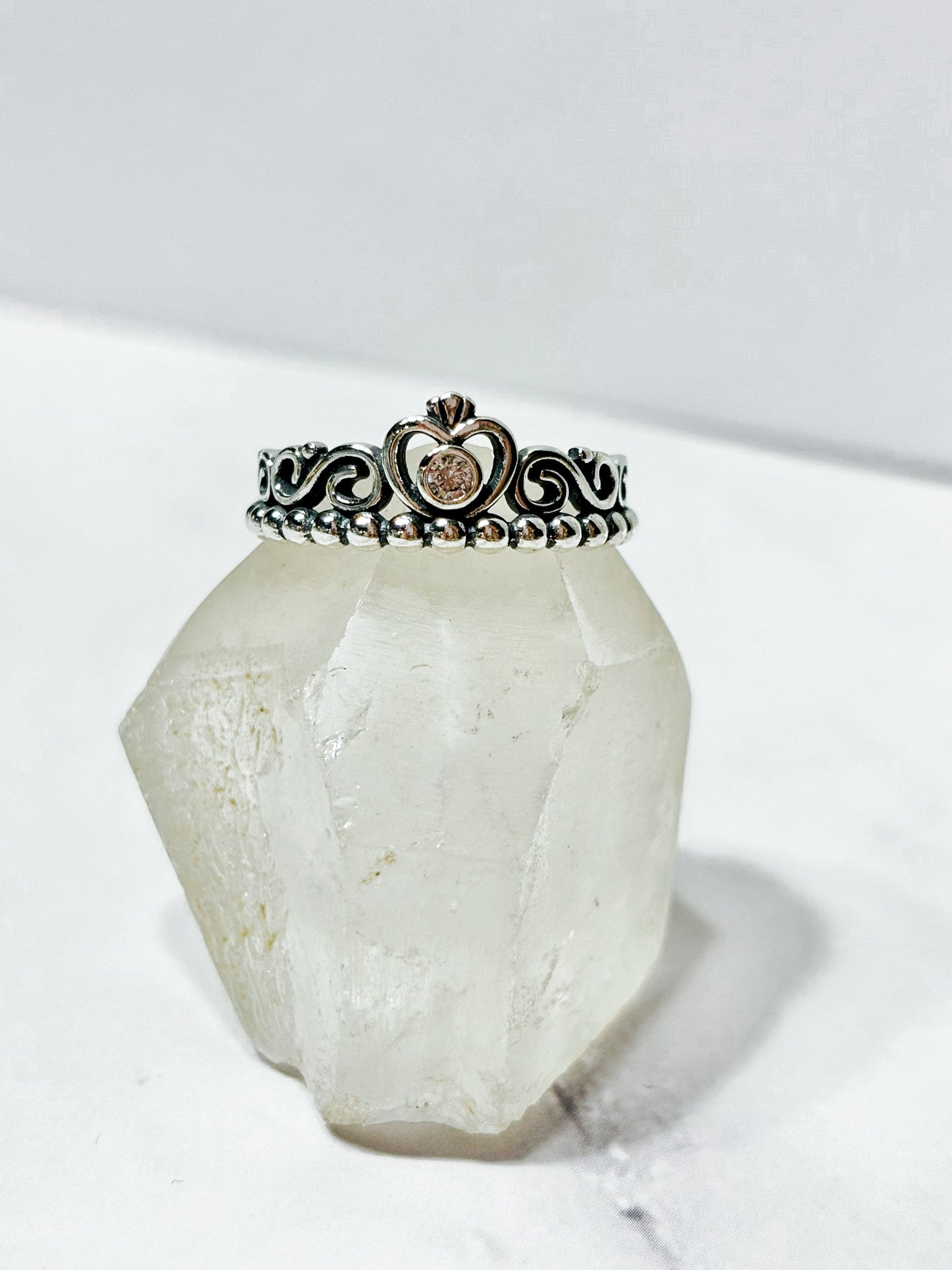 Anillo Corona Corazón Circón