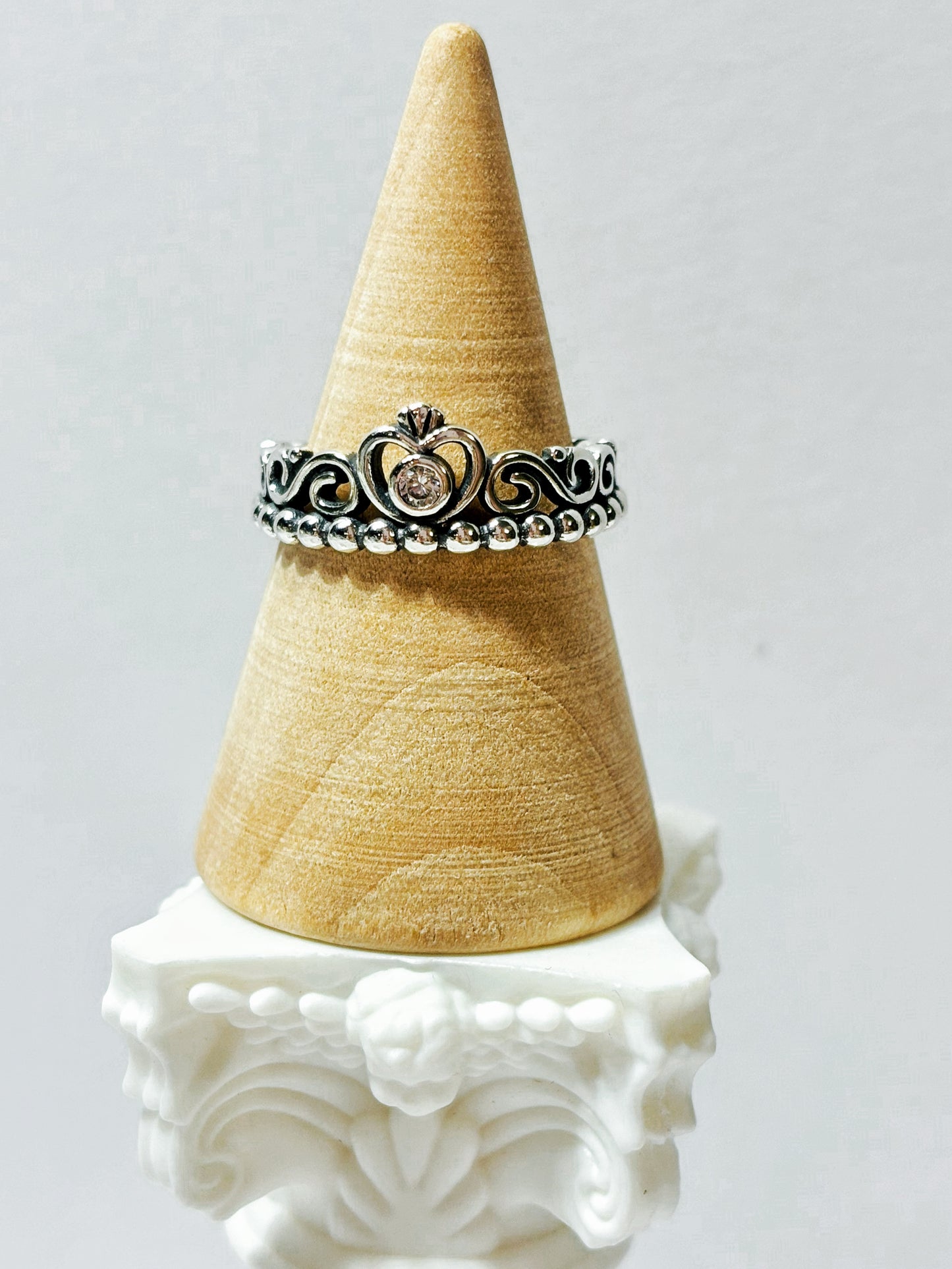 Anillo Corona Corazón Circón