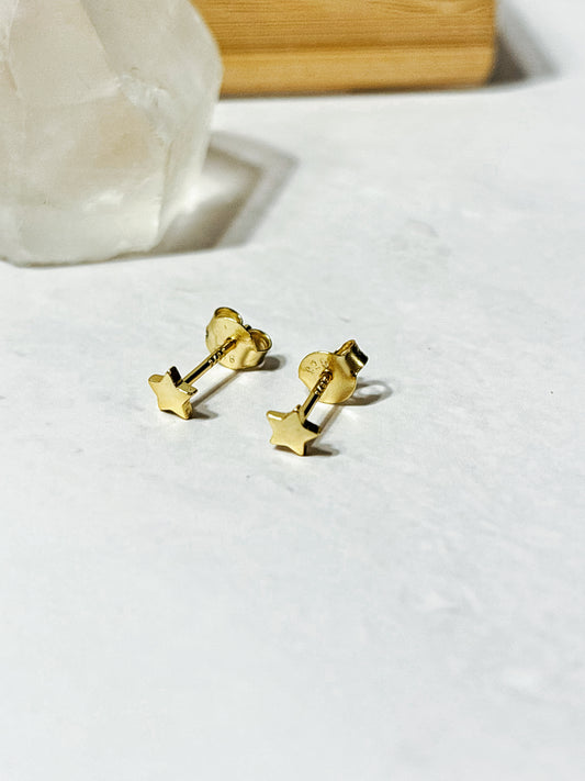 Aros Estrellas en Plata 925 con Baño de Oro