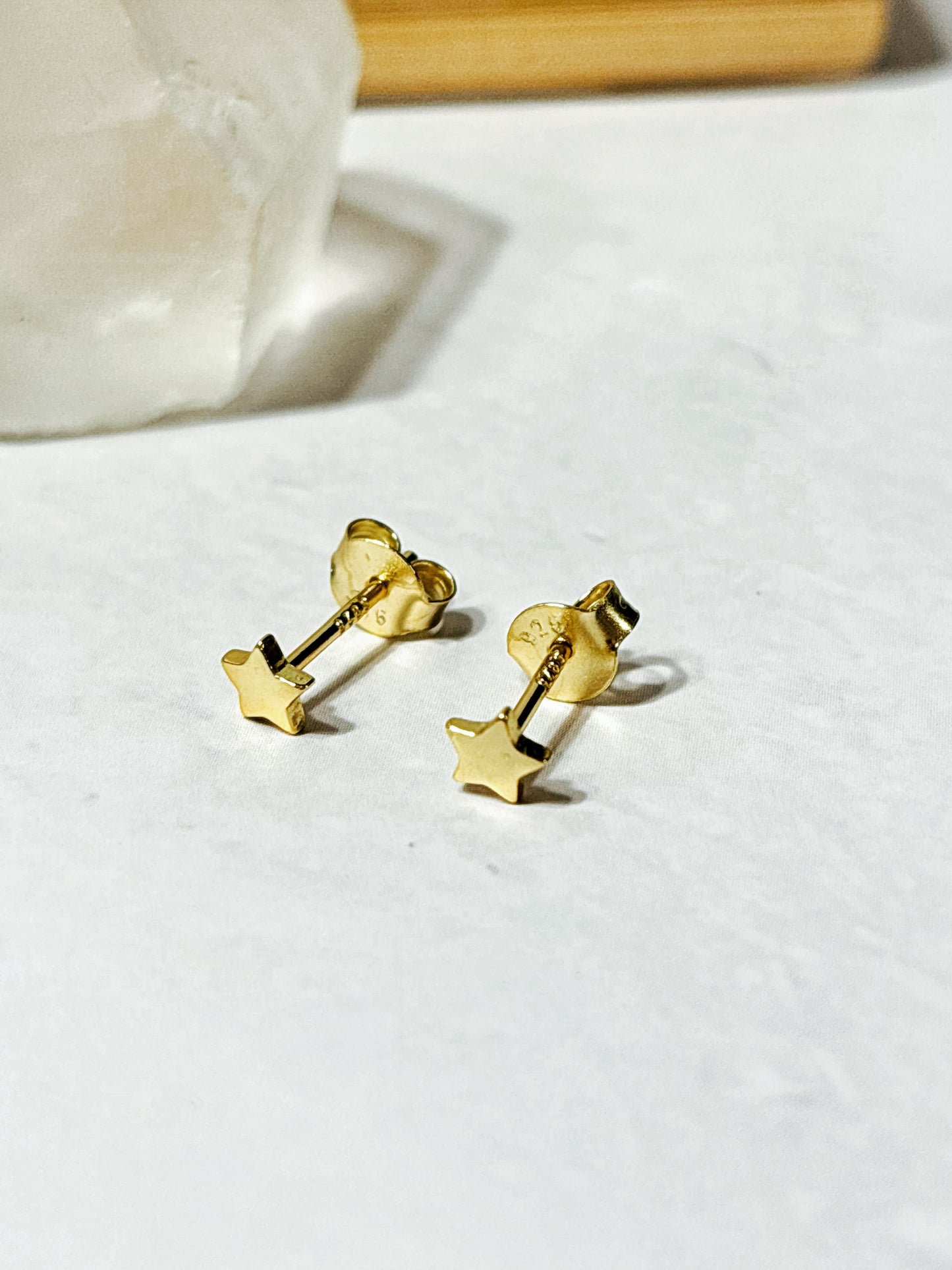 Aros Estrellas en Plata 925 con Baño de Oro