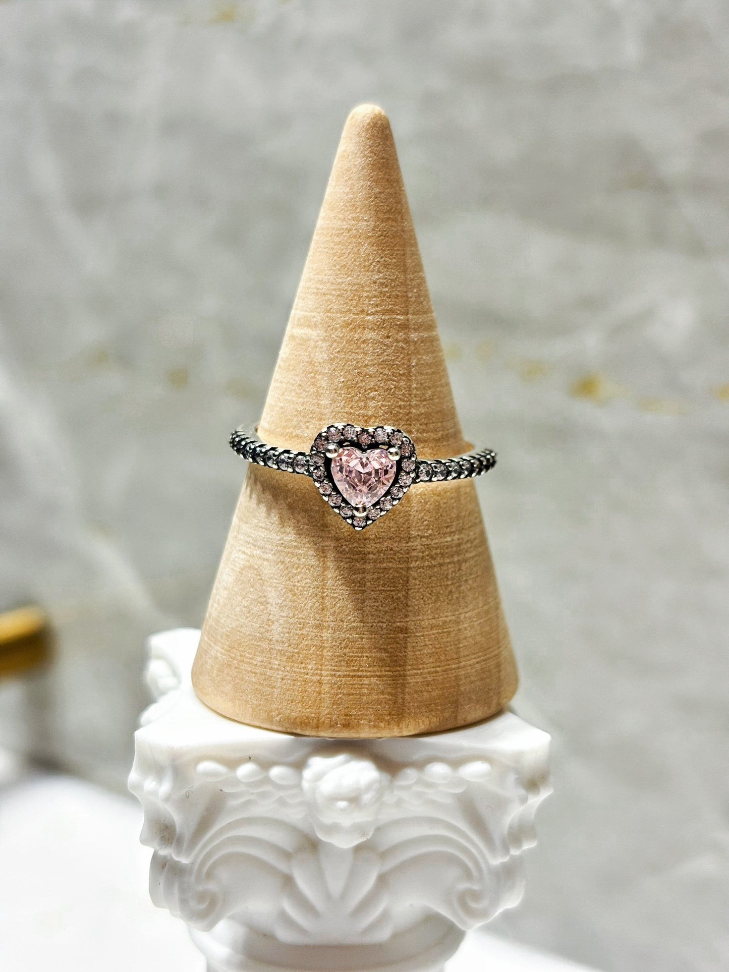 Anillo princesa corazón rosado